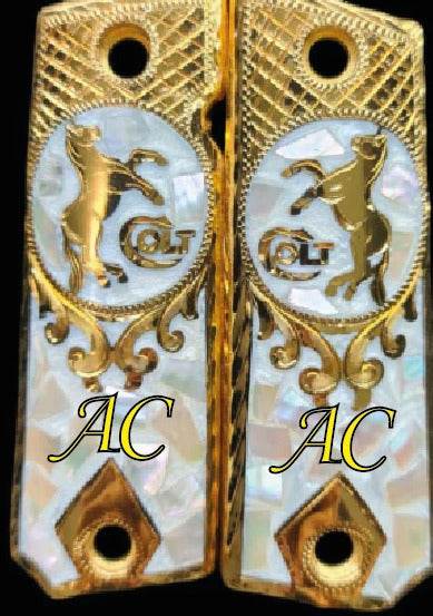 Adelanto para cacha especial con acabado en concha blanca - Western Buckles