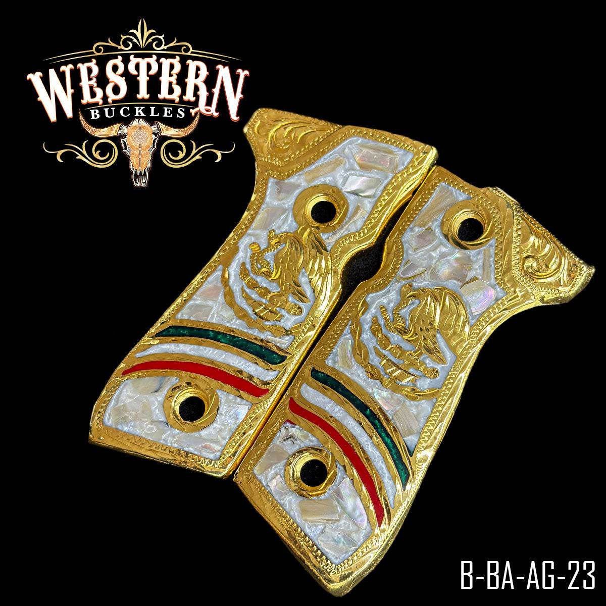 Cachas Beretta 92fs Grips Aguila Mexicana - Western Buckles