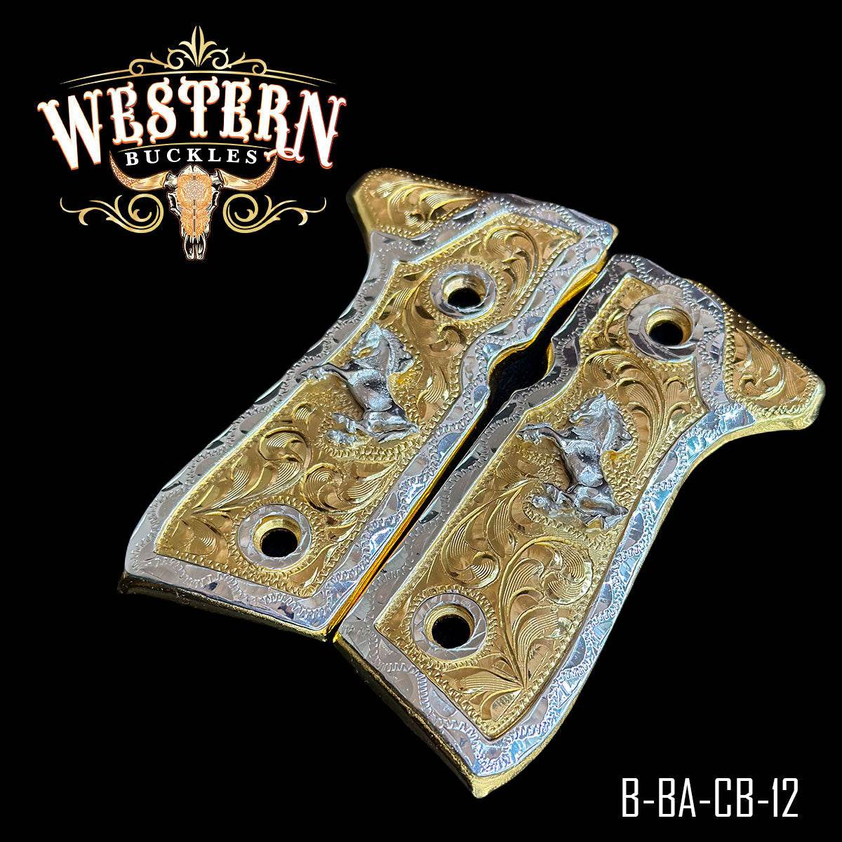 Cachas Beretta 92FS Grips Caballos - Western Buckles