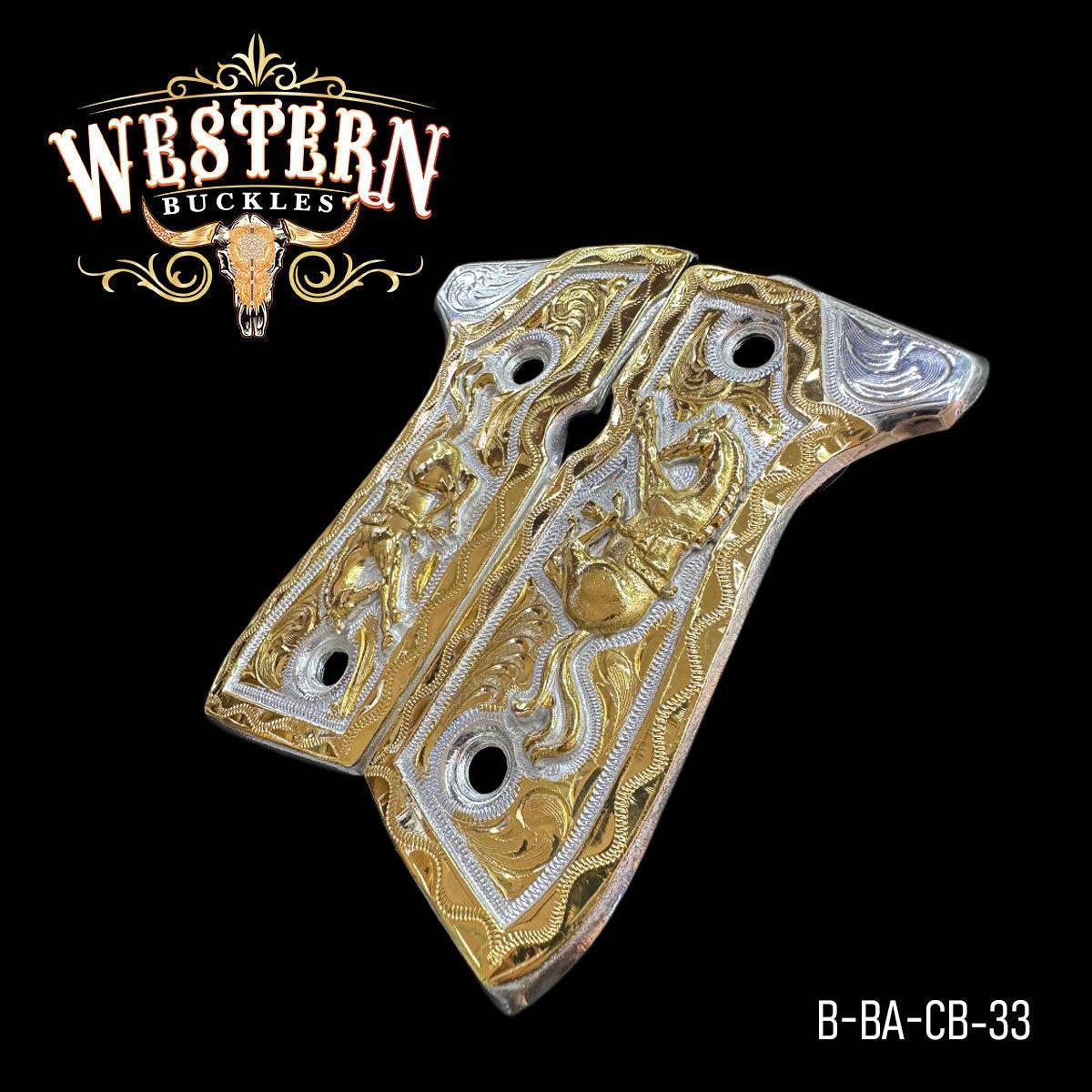 Cachas Beretta 92fs Caballos Oro - Western Buckles