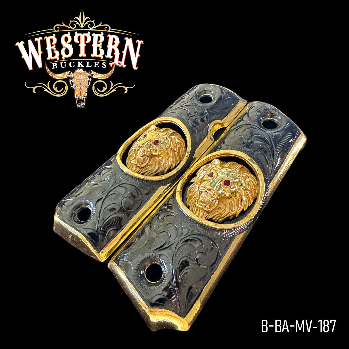 Cacha Colt Tigre Oro con Zirconias y niquel negro