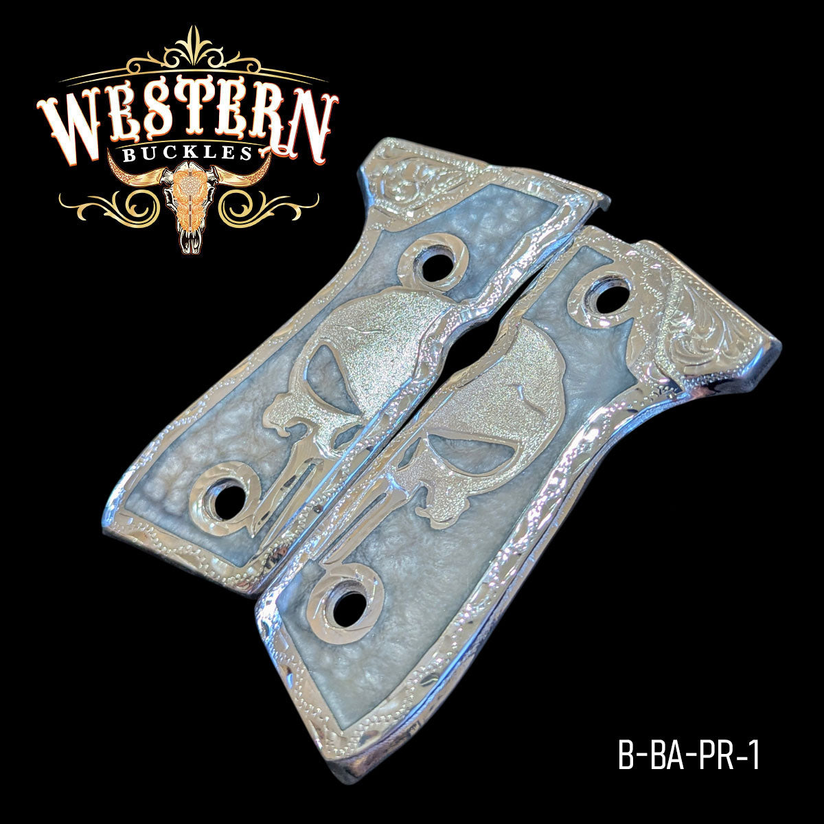 Cachas Beretta 92FS Grips El Castigador Plata y Resina Blanca