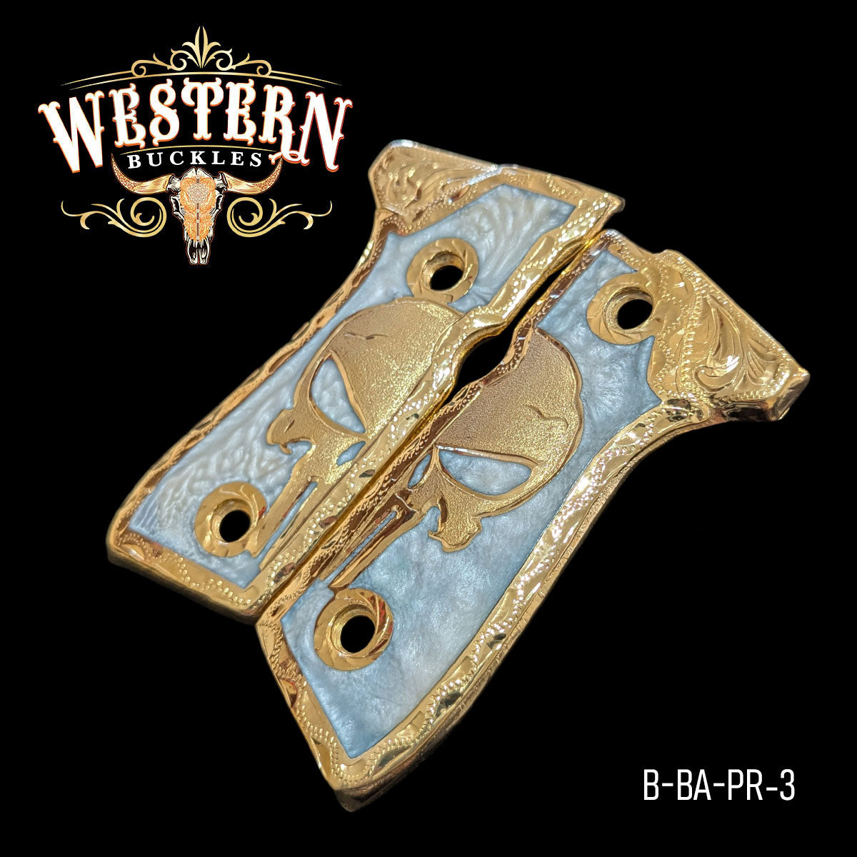 Cacha Beretta 92Fs Oro y Resina Blanca