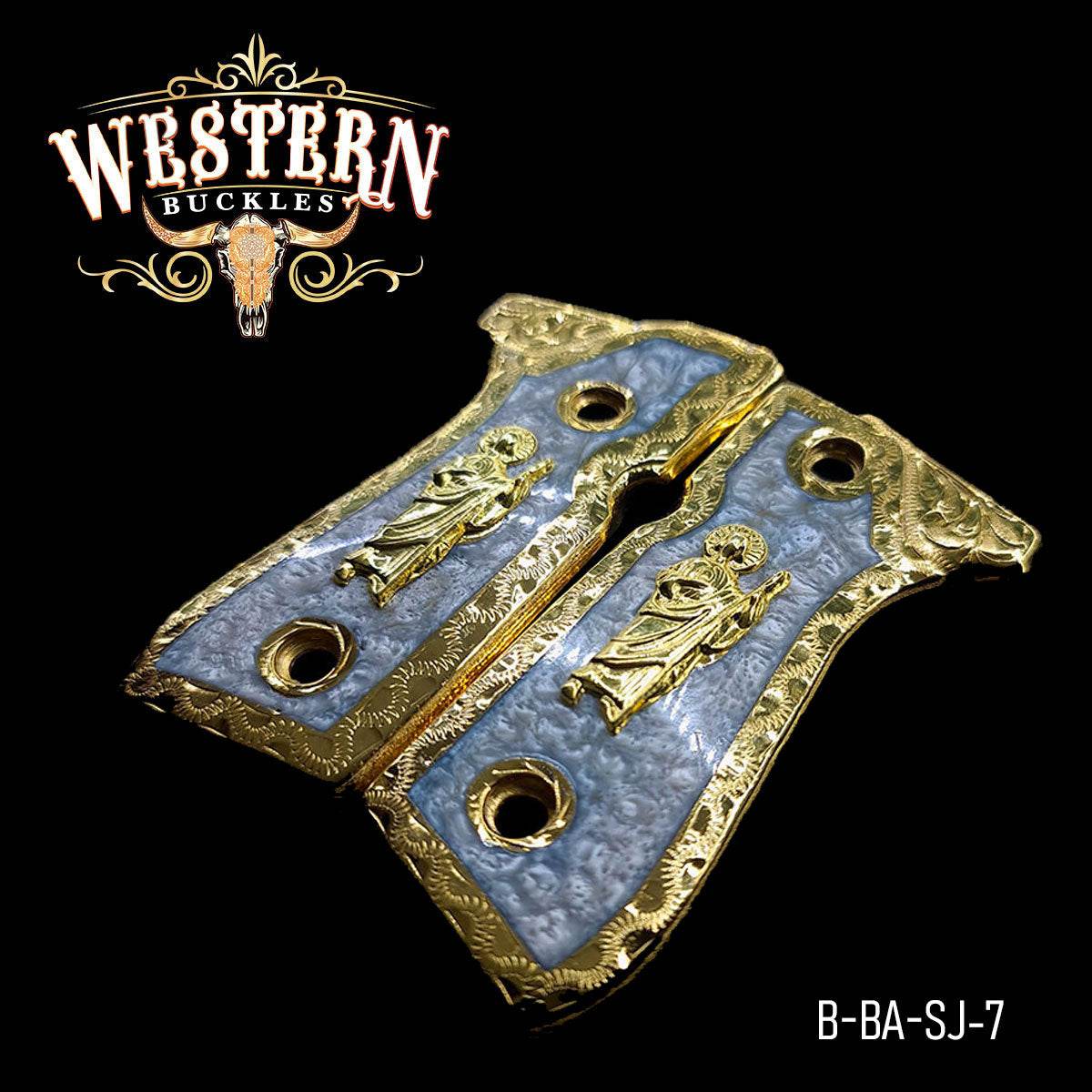 Cacha Beretta 92fs San Judas Resina y Oro - Western Buckles