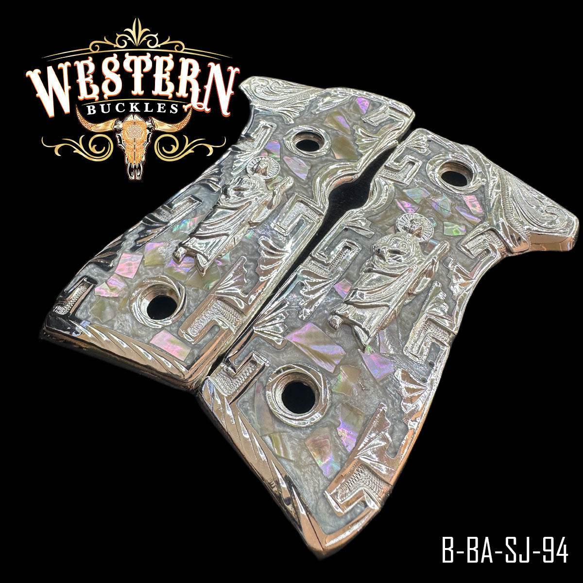 Cacha Beretta San Judas Resina Concha - Western Buckles