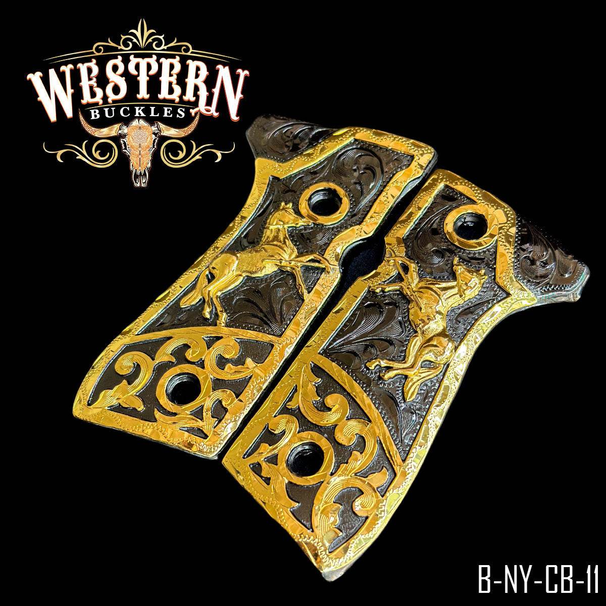 Cachas Beretta 92FS Grips Caballos - Western Buckles