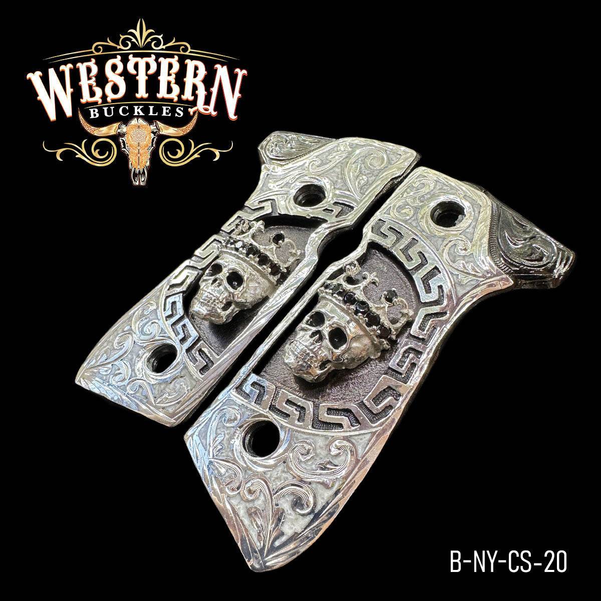 Cachas Beretta Calavera Plata con Resina - Western Buckles
