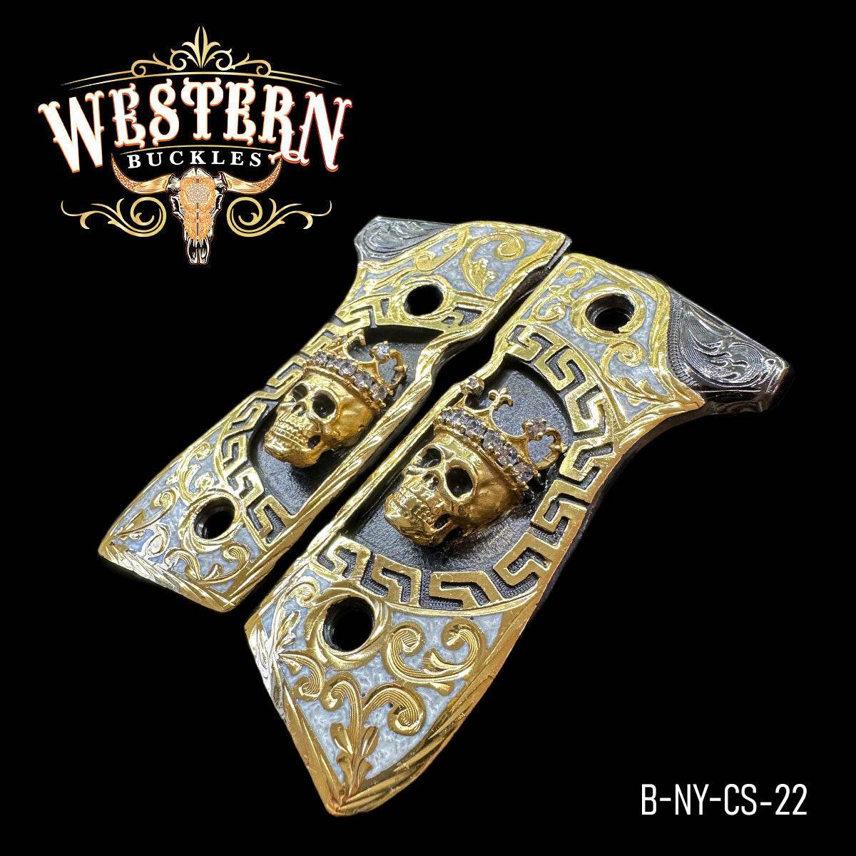 Cachas Beretta 92FS Calavera Dorado - Western Buckles