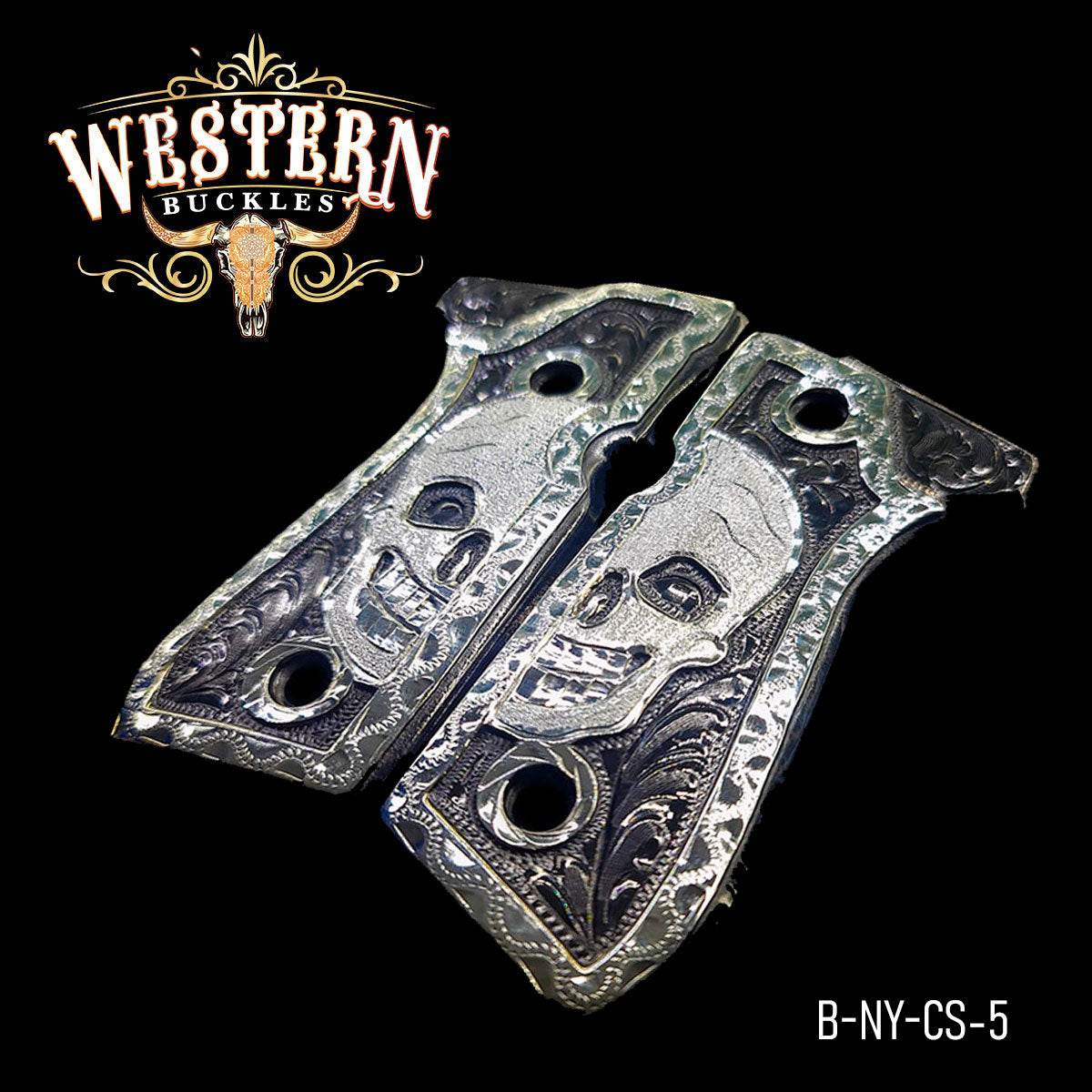 Cacha Beretta 92fs Calavera Ramos Niquel y Plata - Western Buckles