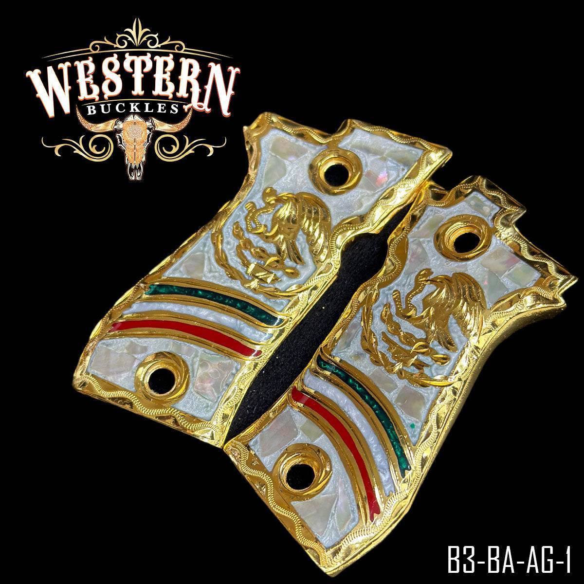 Cachas Beretta .380 84fs Grips Aguila Mexicana - Western Buckles
