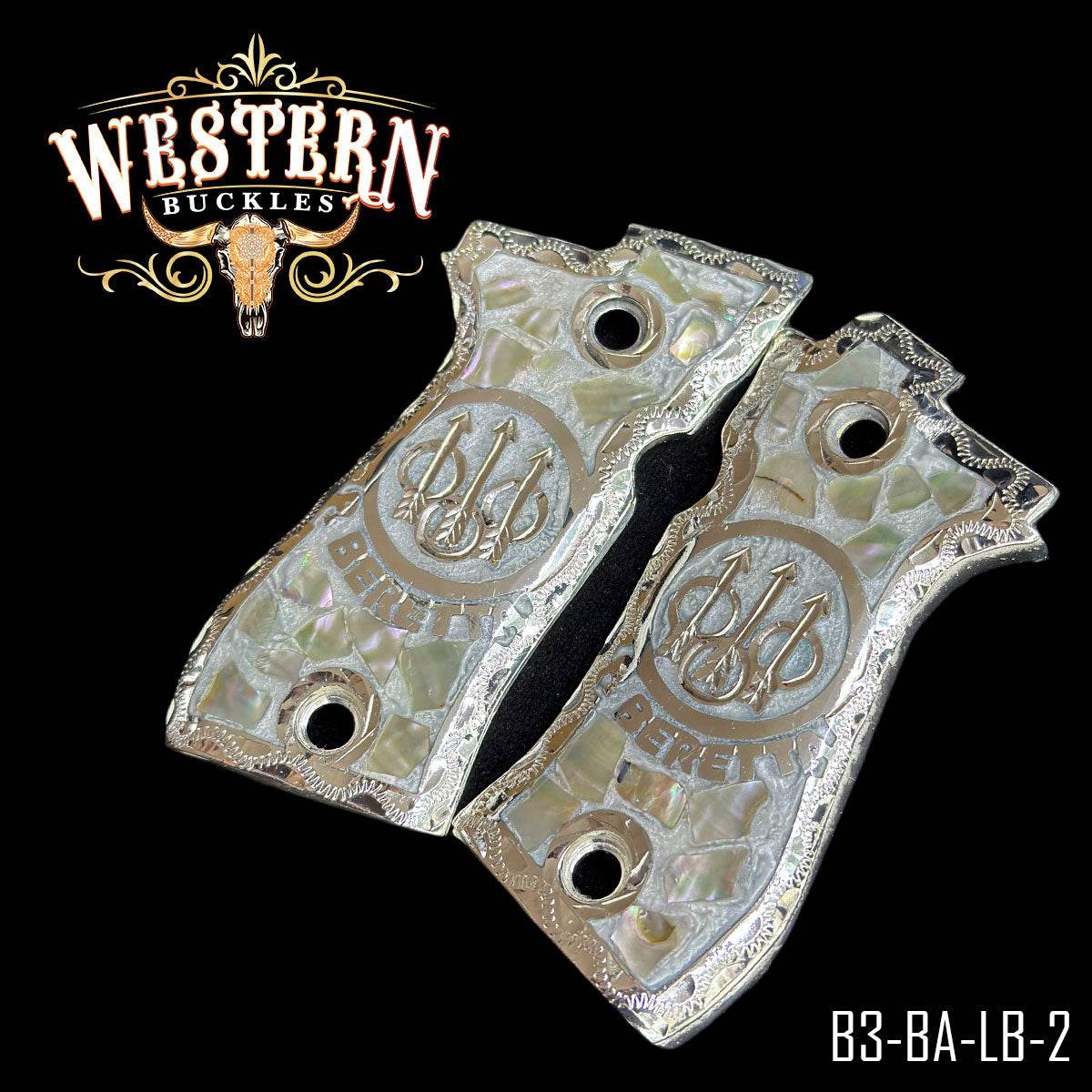 Cacha Beretta .380 84fs Grips Logo Beretta Plata - Western Buckles