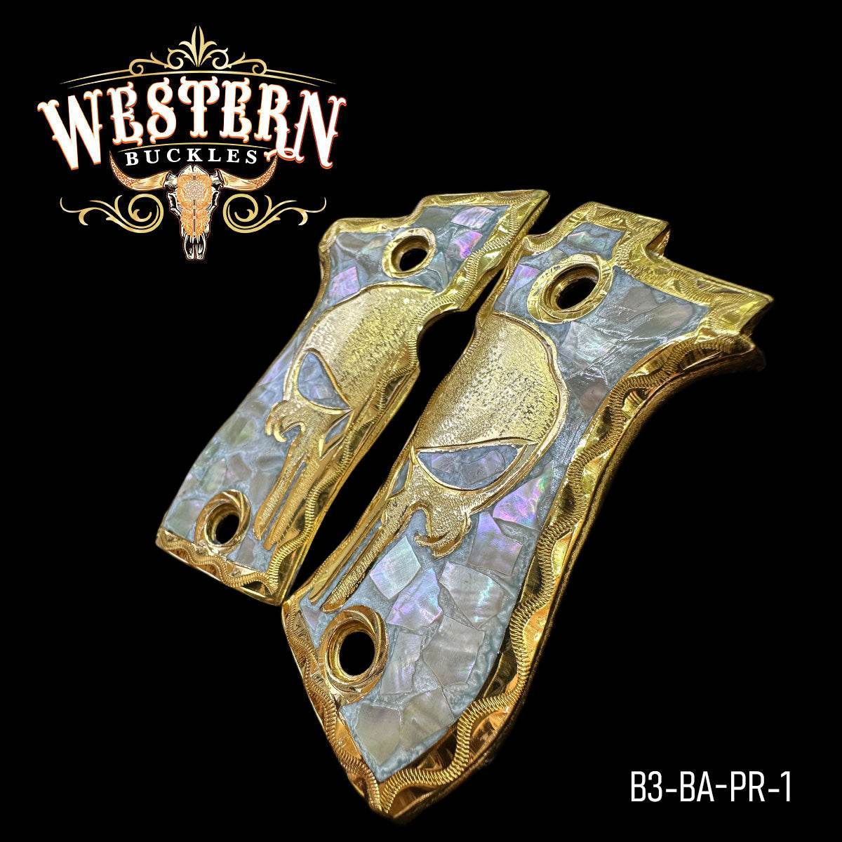 Cachas Beretta .380 84fs El Castigador Oro y Resina - Western Buckles