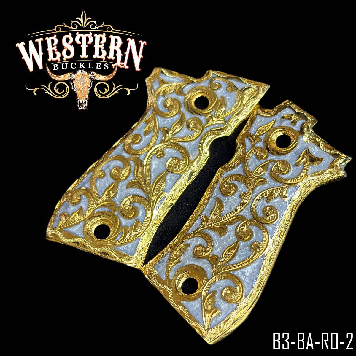 Cachas Beretta .380 84fs Grips Engraving - Western Buckles
