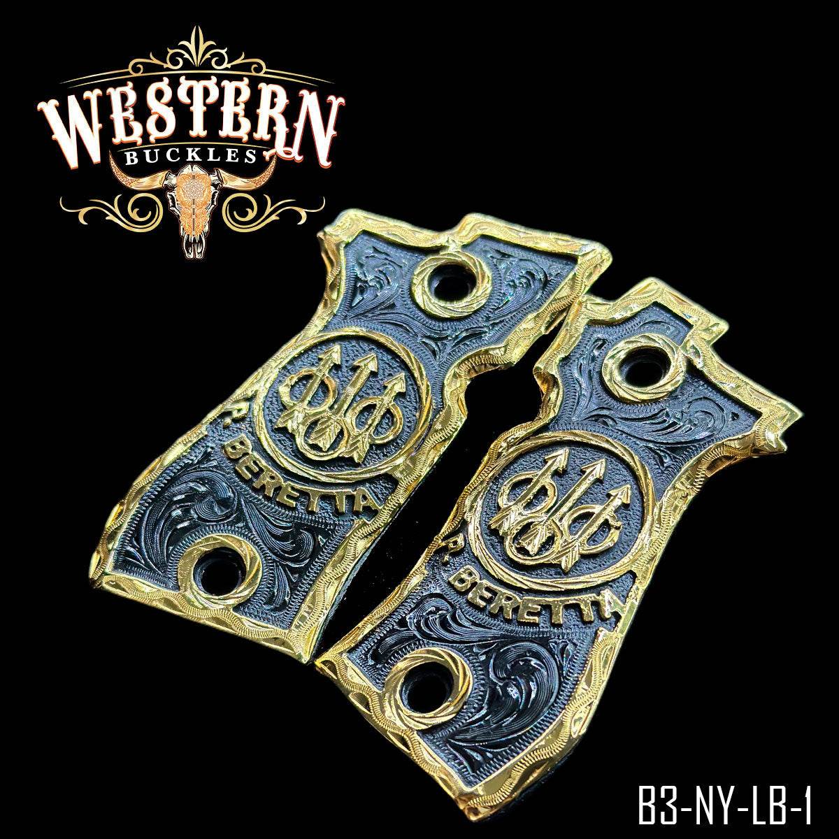 Cacha Beretta .380 Logo Beretta Oro y Niquel Negro - Western Buckles