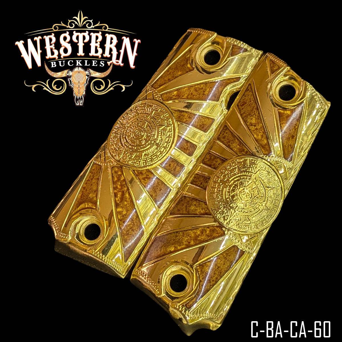 Cachas Colt 1911 Grips Calendario Azteca - Western Buckles