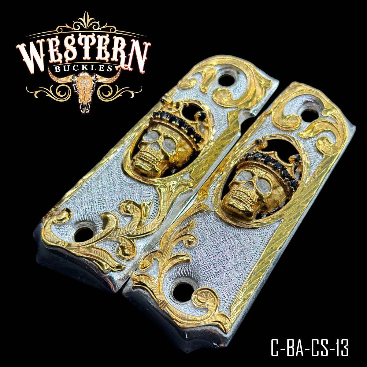 Cacha Colt 1911 Calavera Zirconias y Plata - Western Buckles