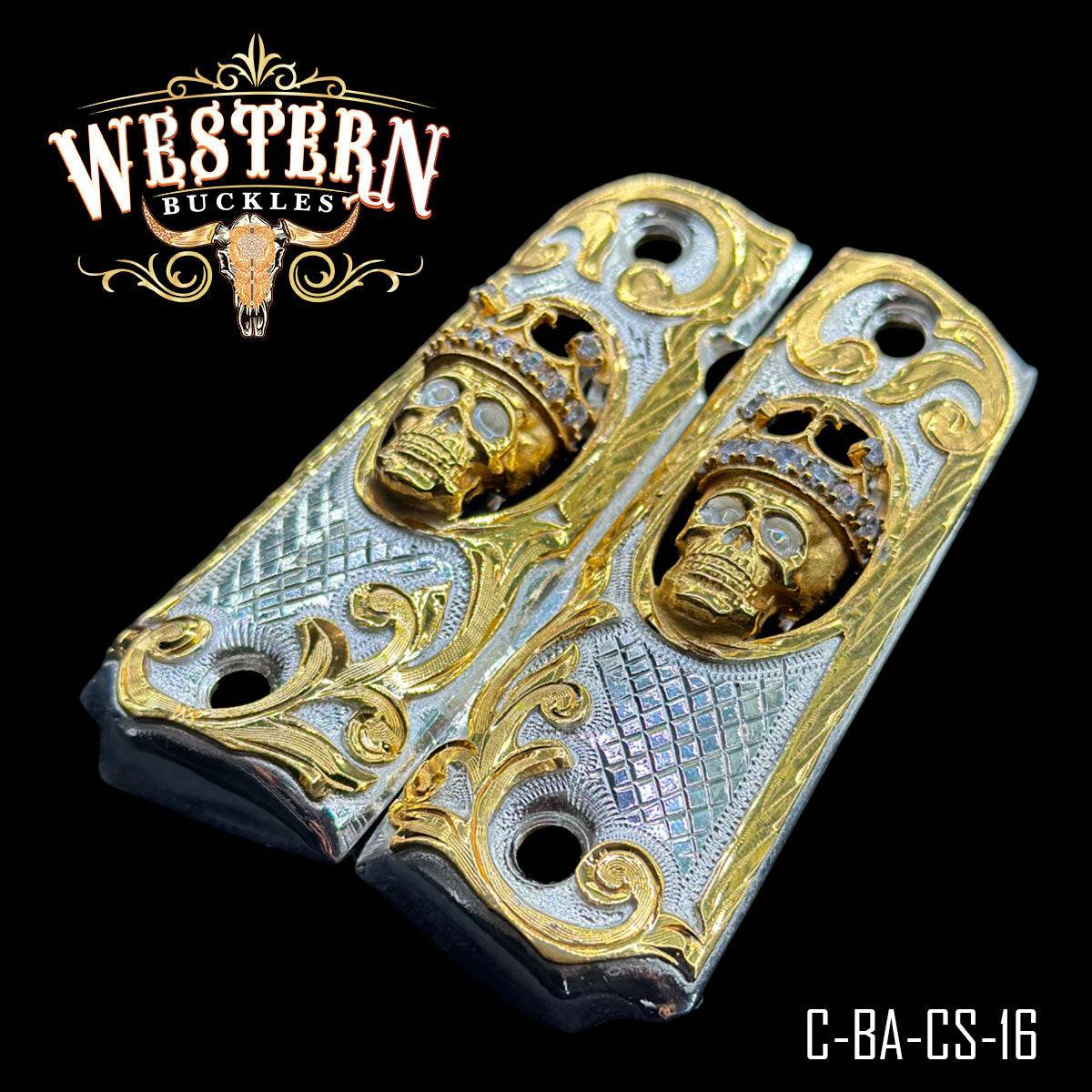 Cacha Colt 1911 Calavera Zirconias y Plata - Western Buckles
