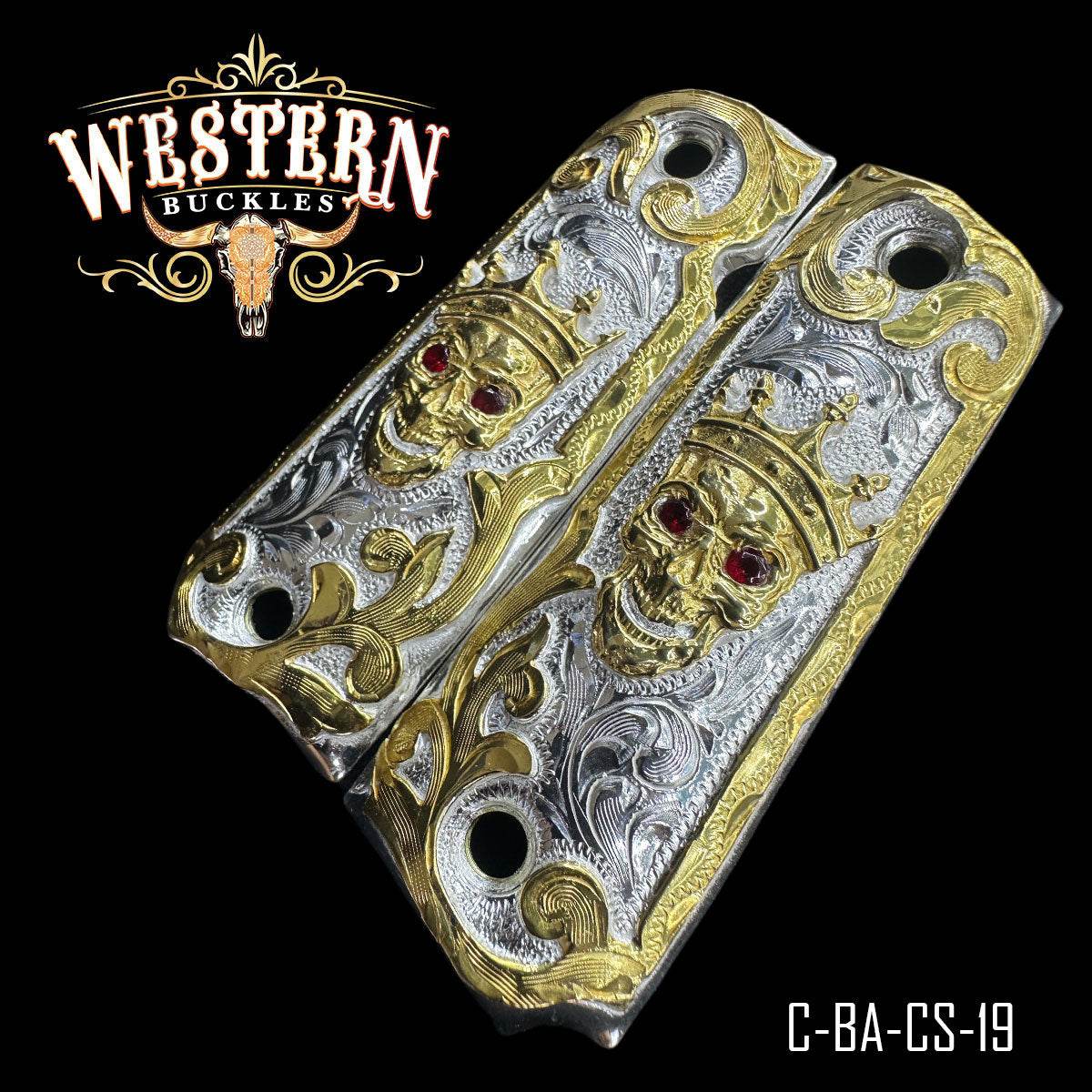 Cacha Colt 1911 Calavera oro 24K Western Buckles