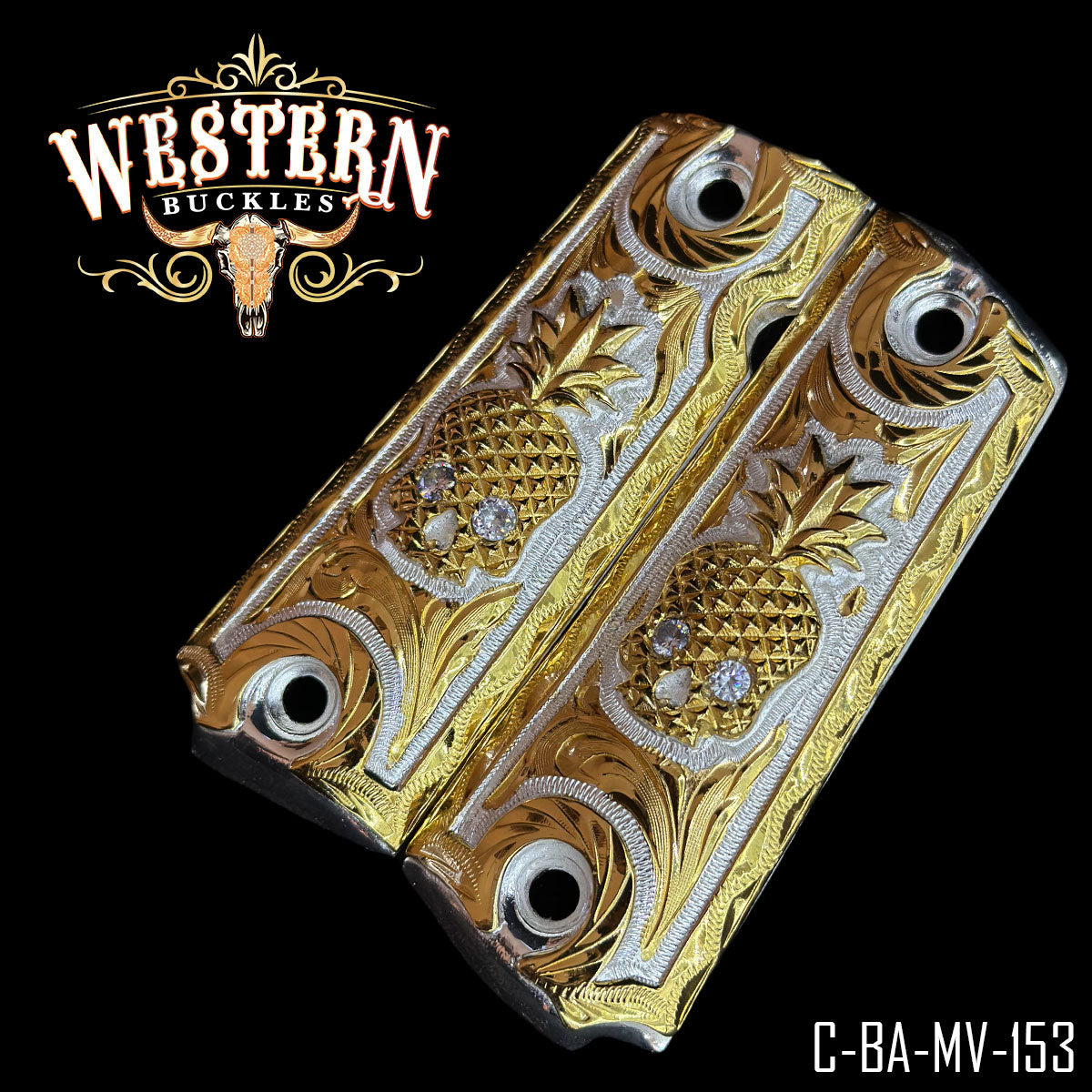 Cachas Colt 1911 Grips Calavera Piña Oro