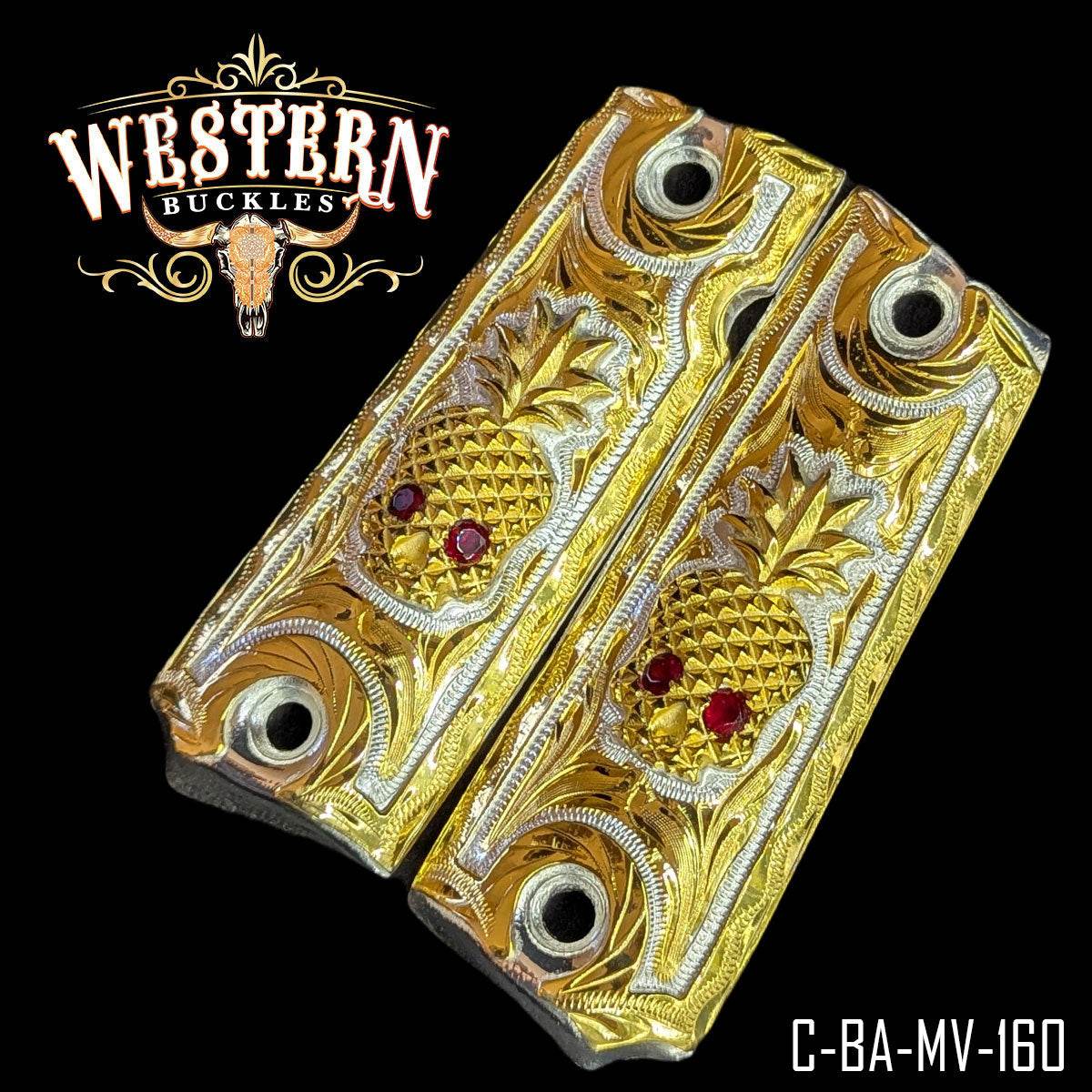 Cachas Colt 1911 Grips Colt Calavera Piña Oro - Western Buckles