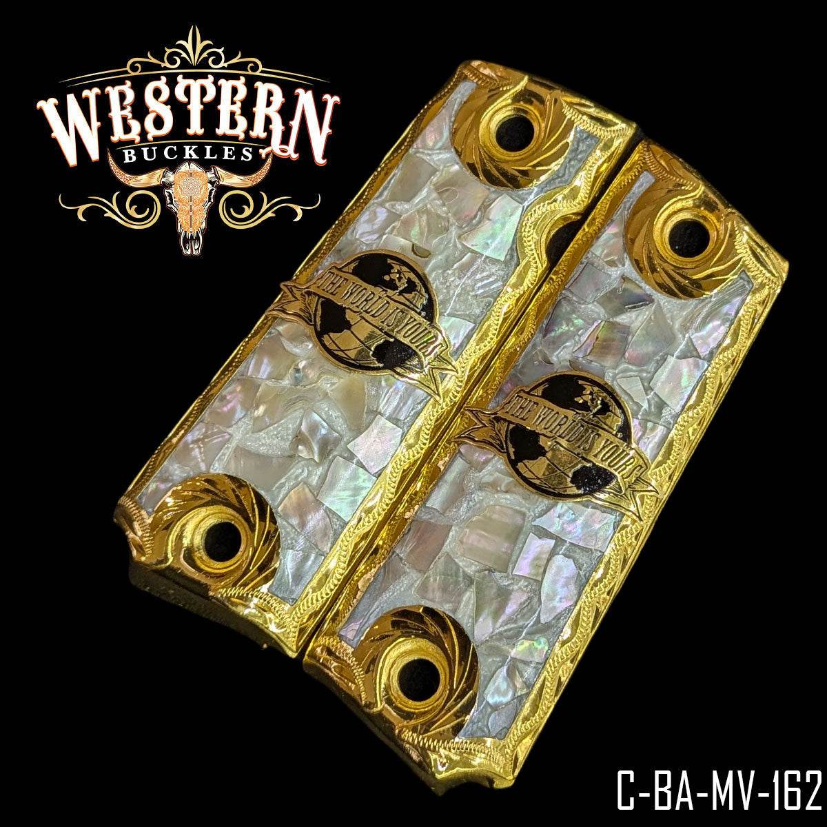 Cachas Colt 1911 Grips The World Is Yours Concha - Western Buckles
