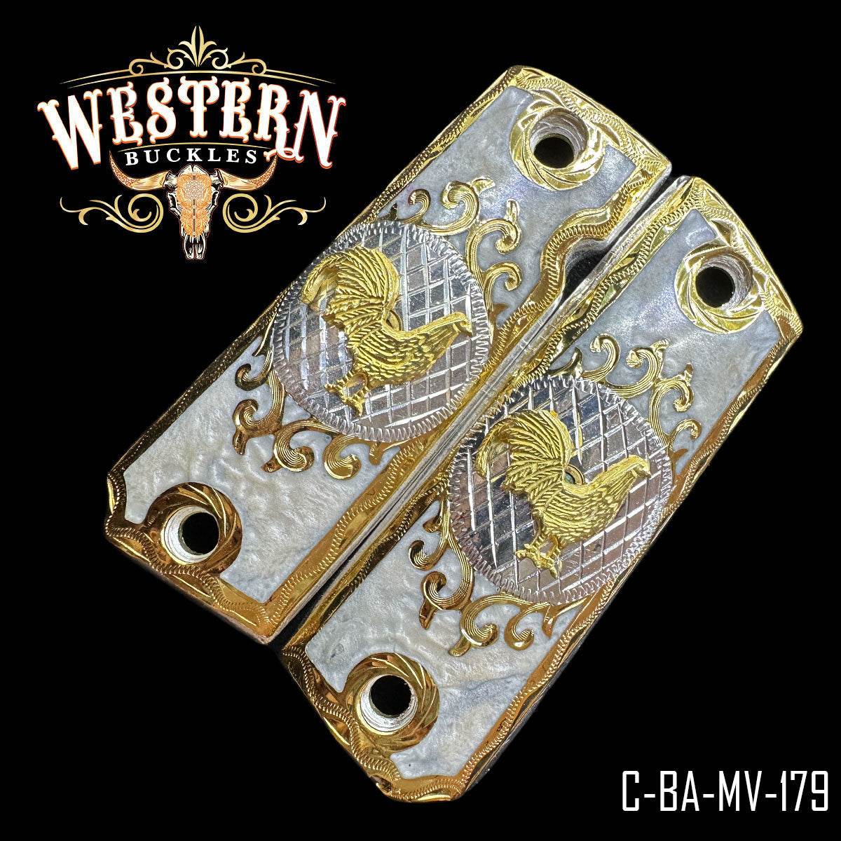 Cacha Colt 1911 Gallo Oro y Resina - Western Buckles