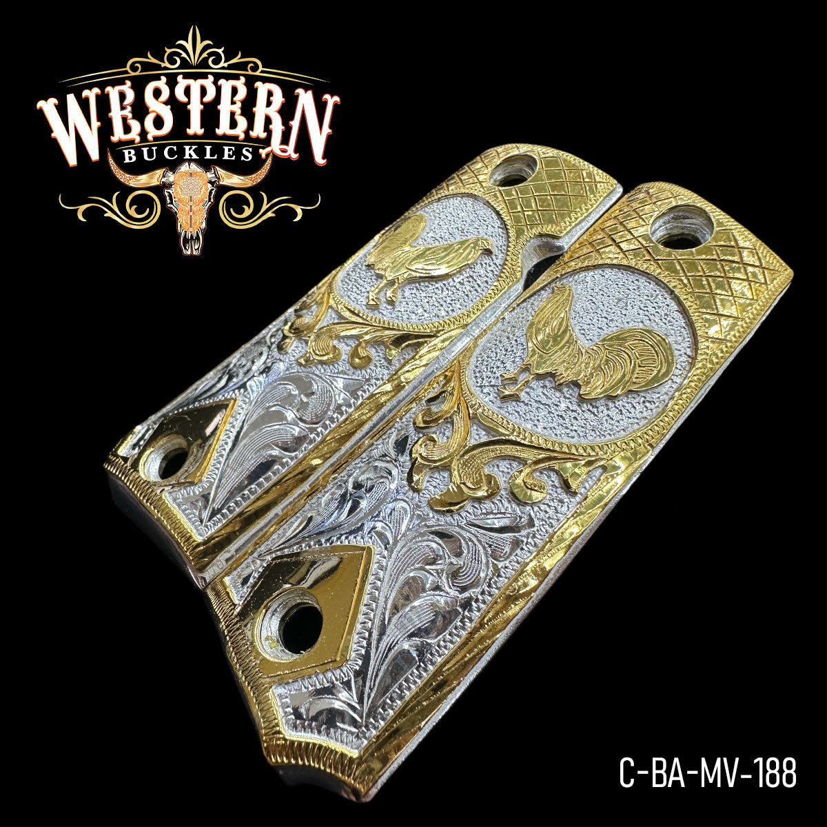 Cacha Colt 1911 Gallo Oro y Plata