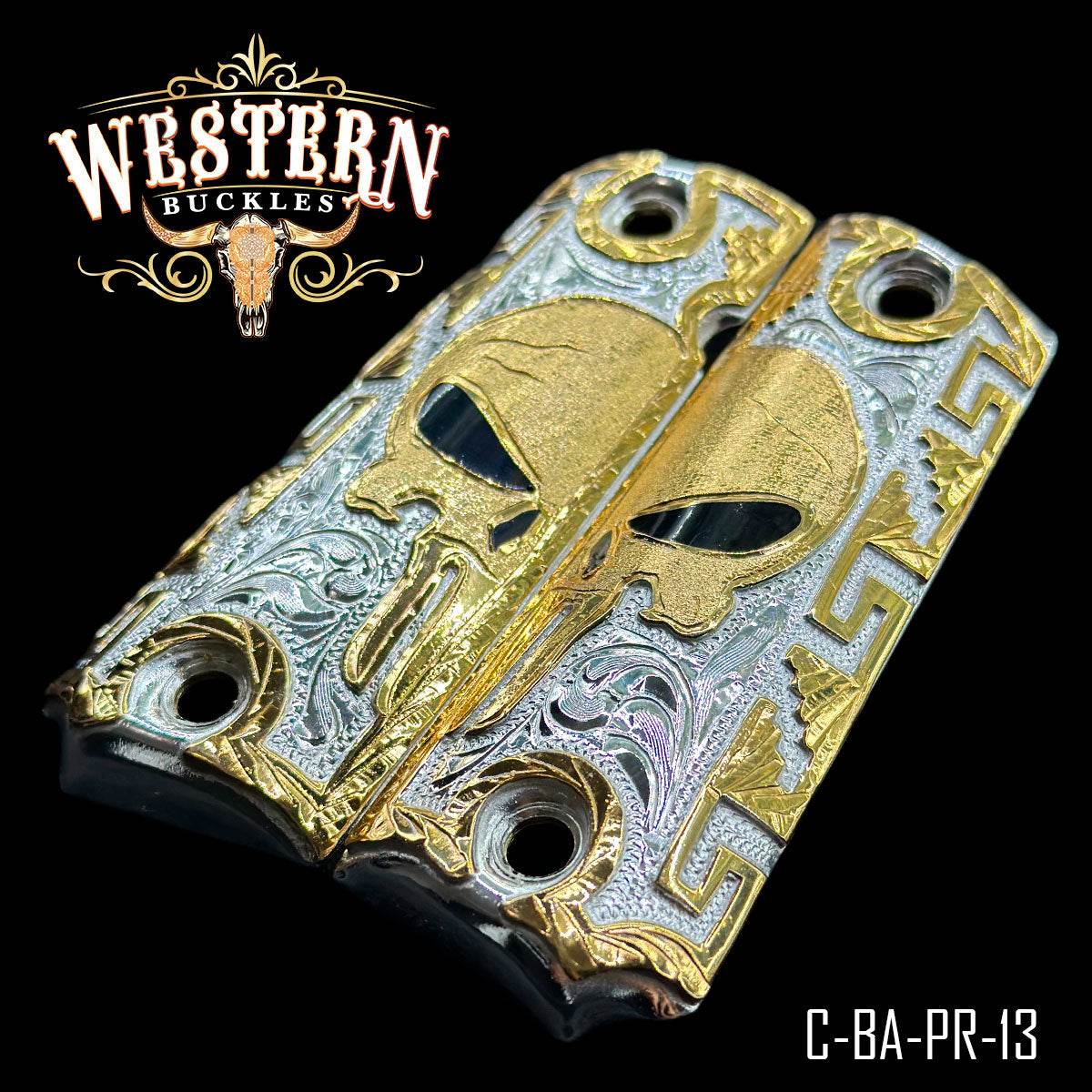 Cacha Colt 1991 El Castigador Oro y Niquel - Western Buckles