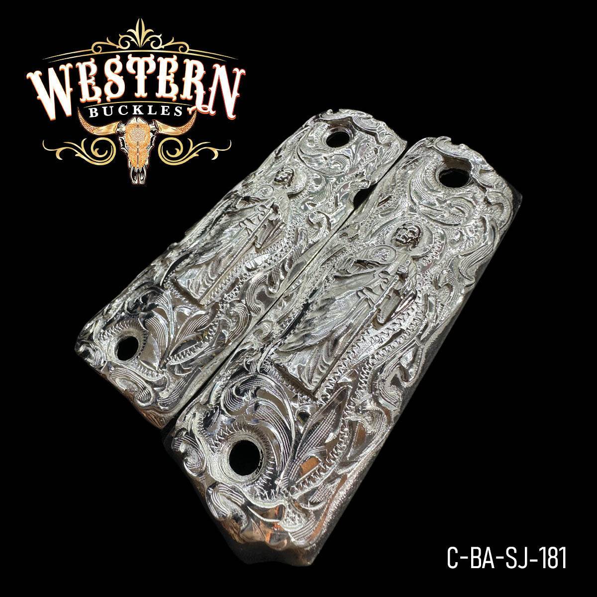 Cacha Colt 1911 San Judas Rameado Plata - Western Buckles
