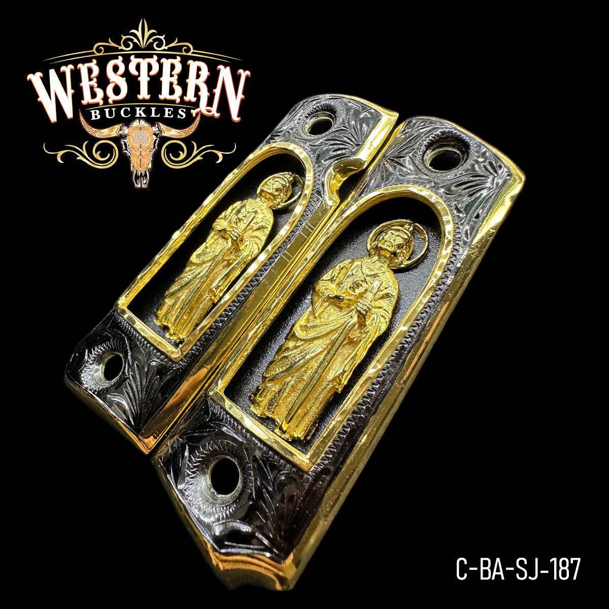 Cachas Colt 1911 San Judas Nicho Niquel - Western Buckles