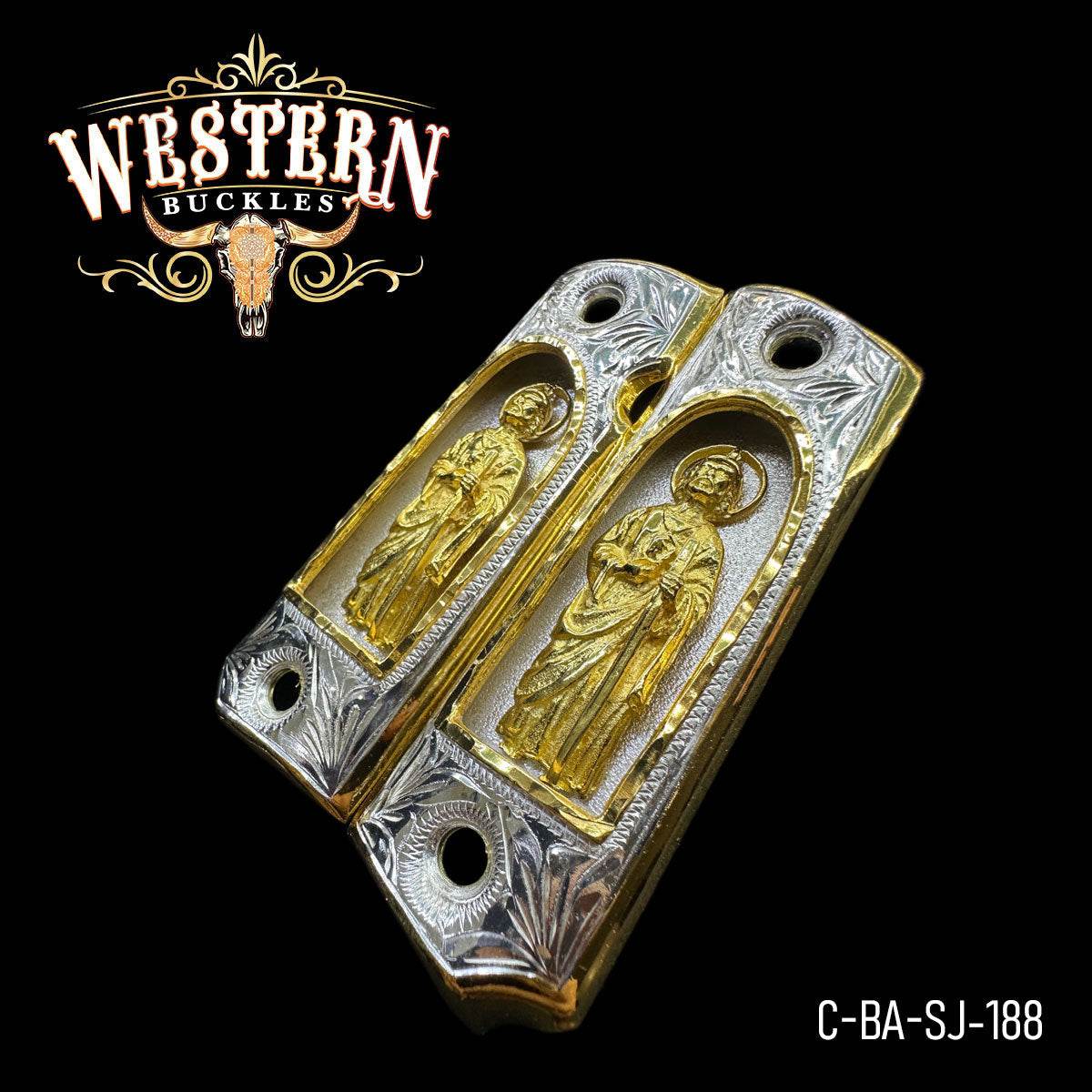 Cachas Colt 1911 San Judas Nicho Oro - Western Buckles