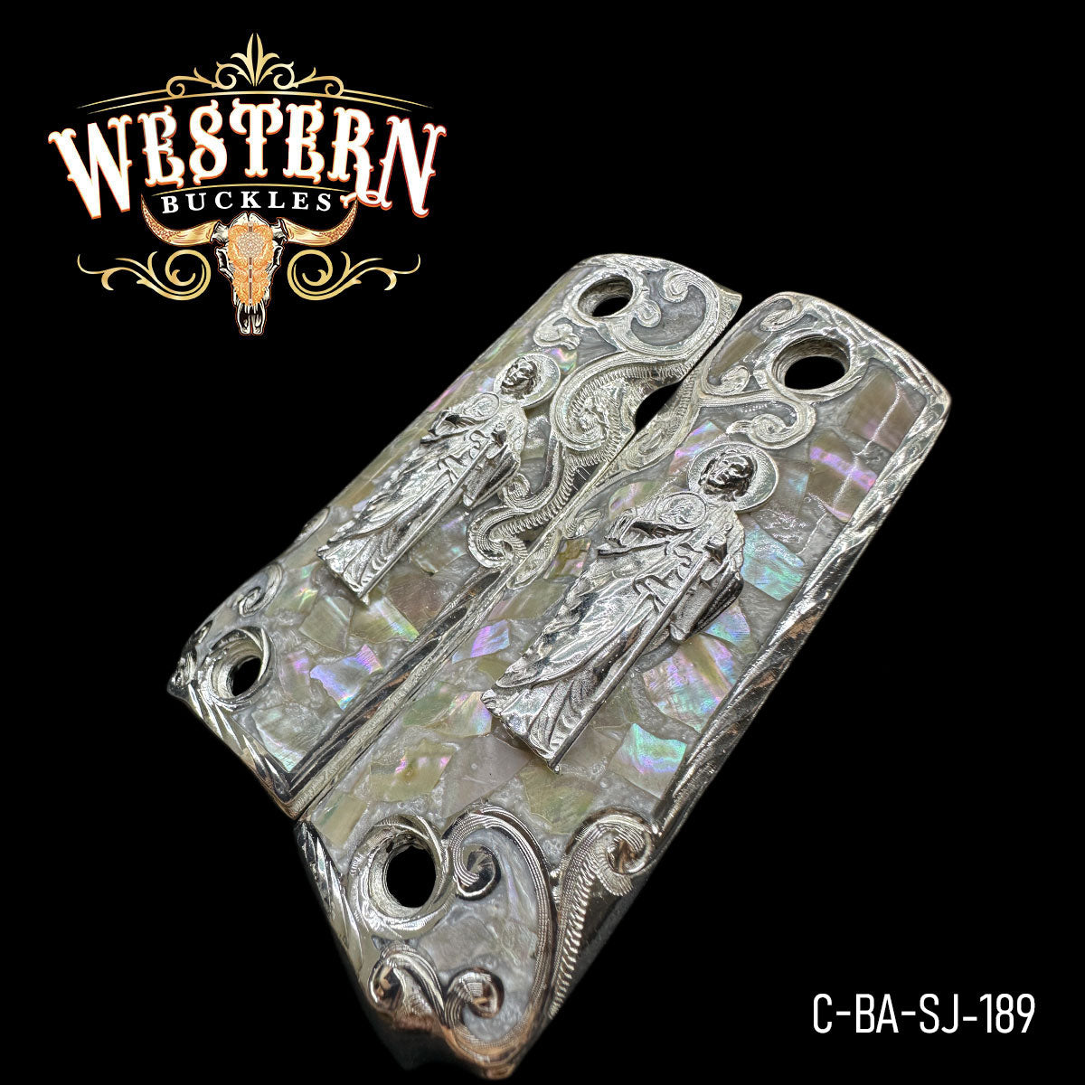 Cacha Colt 1911 San Judas Plata y Resina