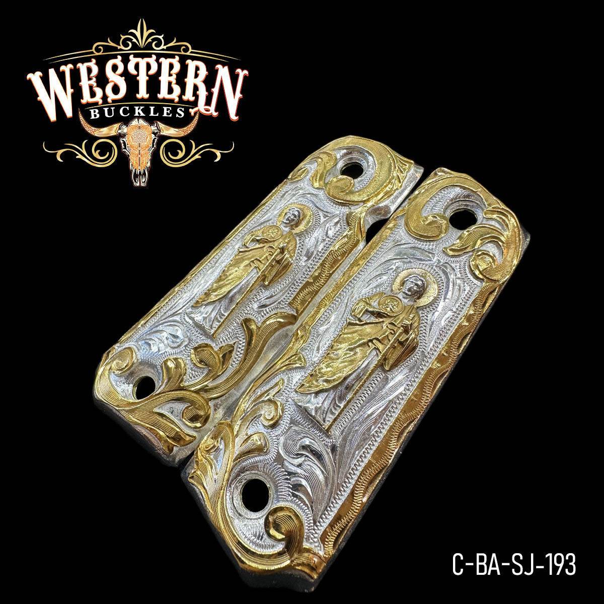 Cacha Colt 1911 San Judas Rameado Dorado - Western Buckles