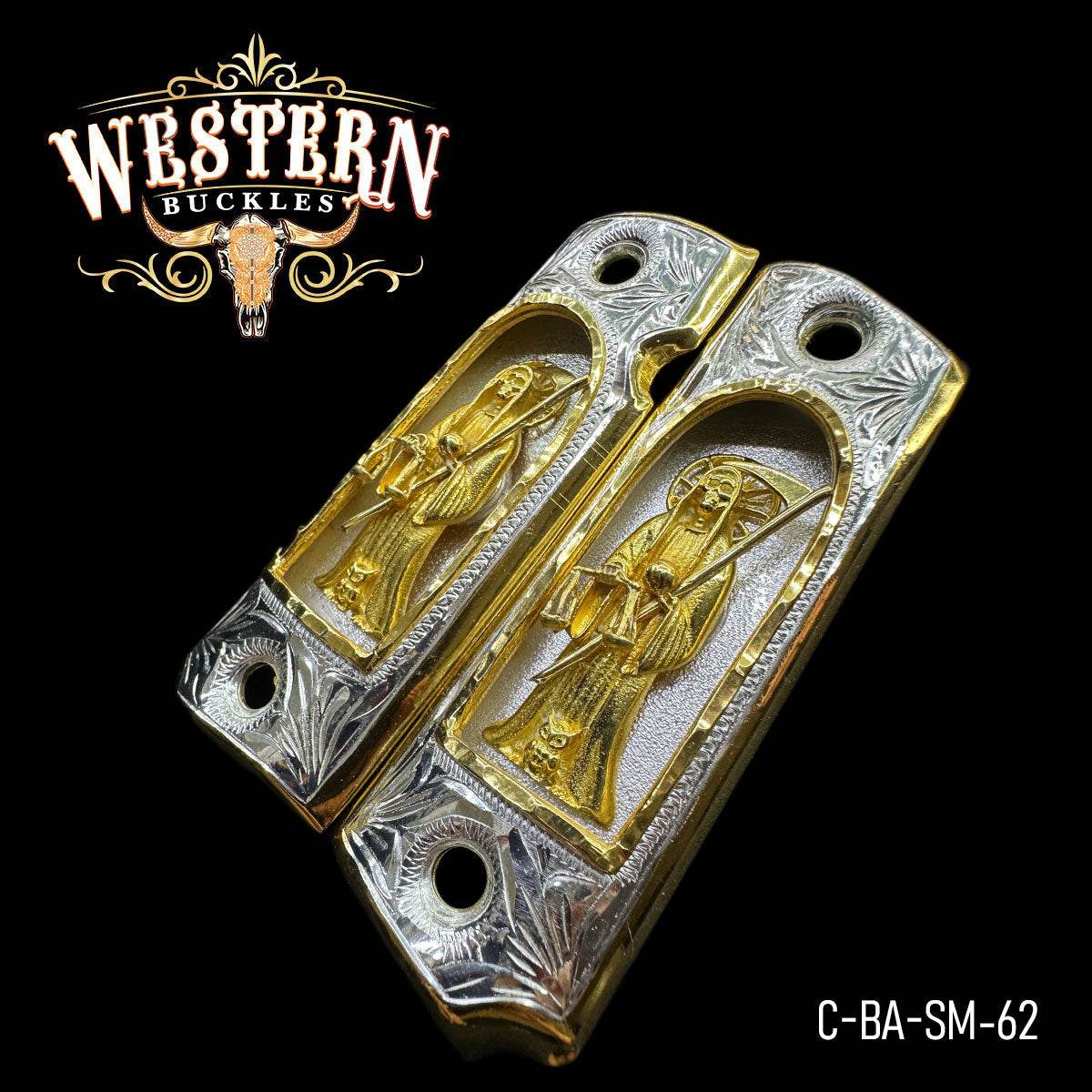 Cachas Colt 1911 Santa Muerte Nicho Oro. - Western Buckles