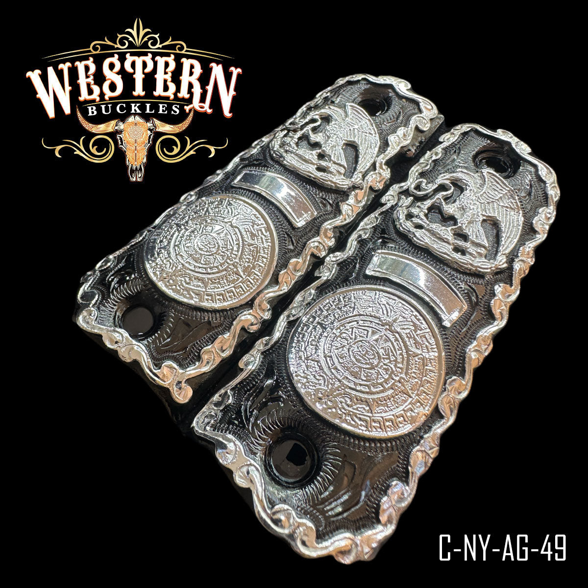 Cacha Colt 1911 Aguila Mexicana Rameada Plata- Western Buckles