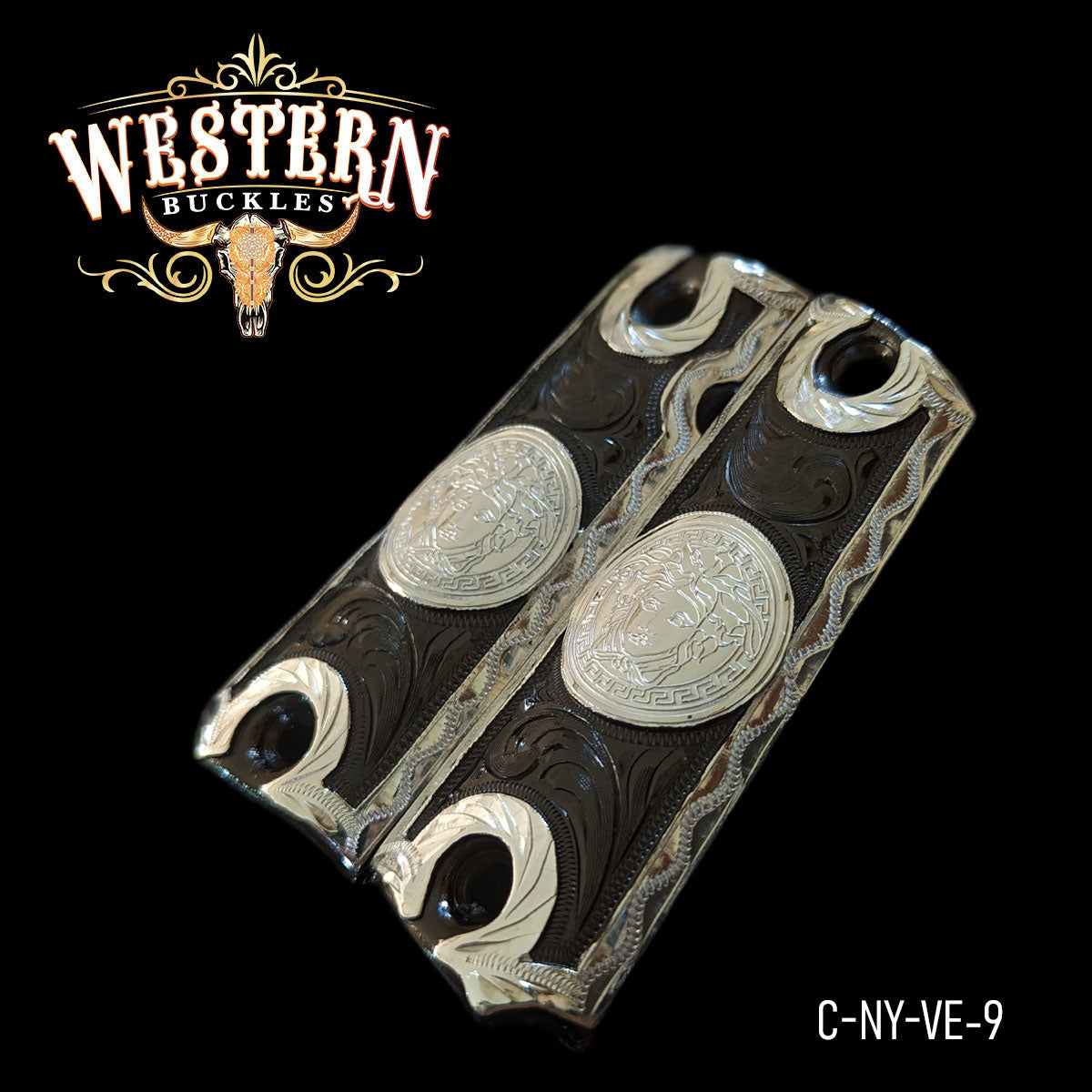 Cacha Colt 1911 Medusa Niquel Negro y Plata