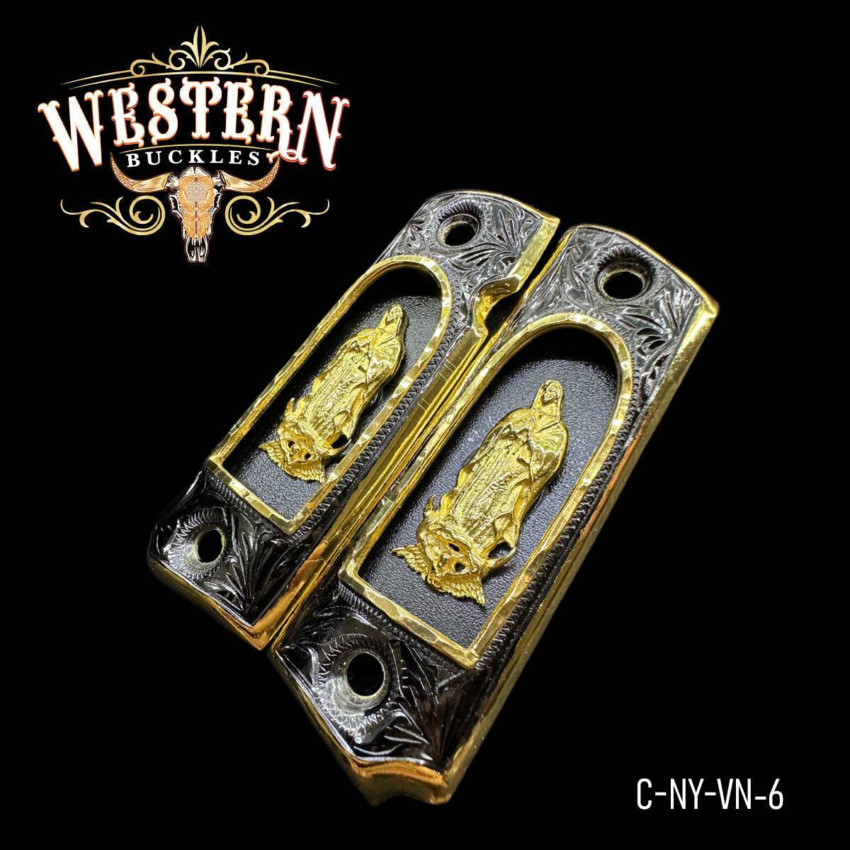 Cachas Colt 1911 Virgen Nicho Oro - Western Buckles