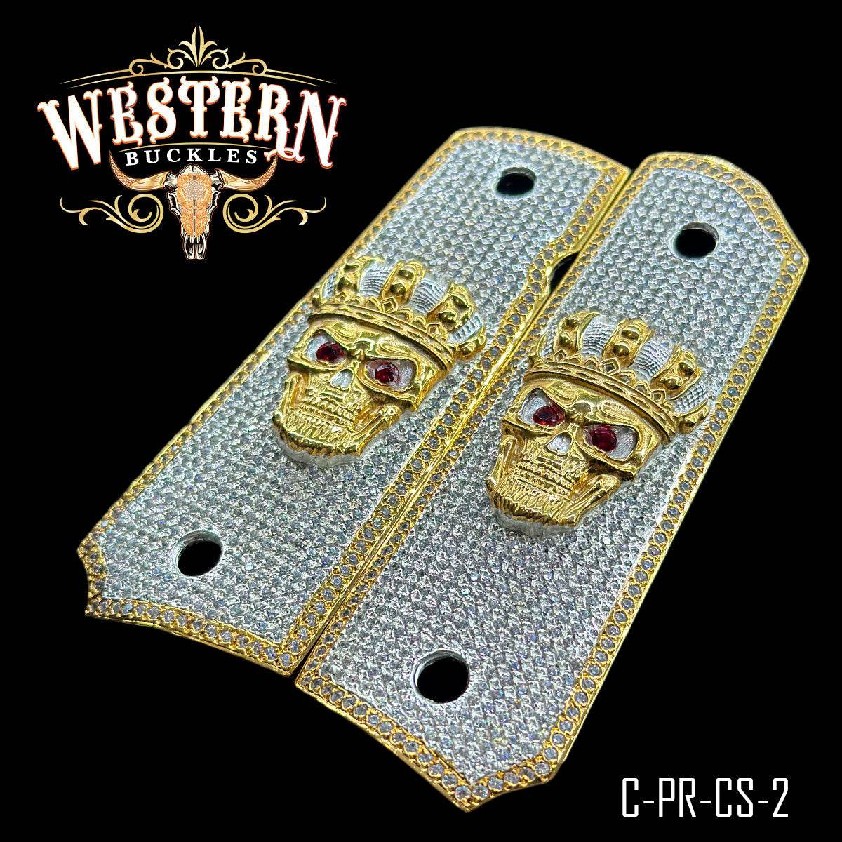 Cacha Colt Calaveras Con Zirconias - Western Buckles