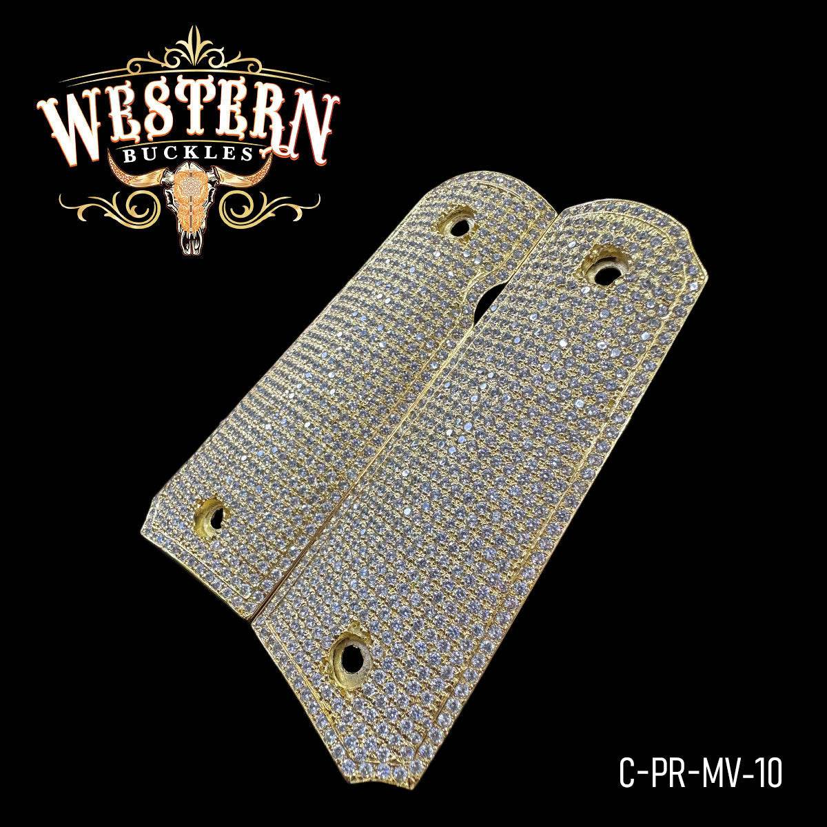 Cachas Colt 1911 Grips Premium Zirconias Blancas - Western Buckles