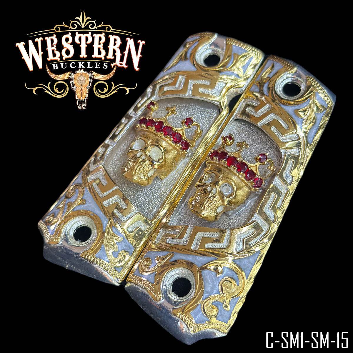Cachas Colt 1911 Grips Calavera Con Zirconias - Western Buckles