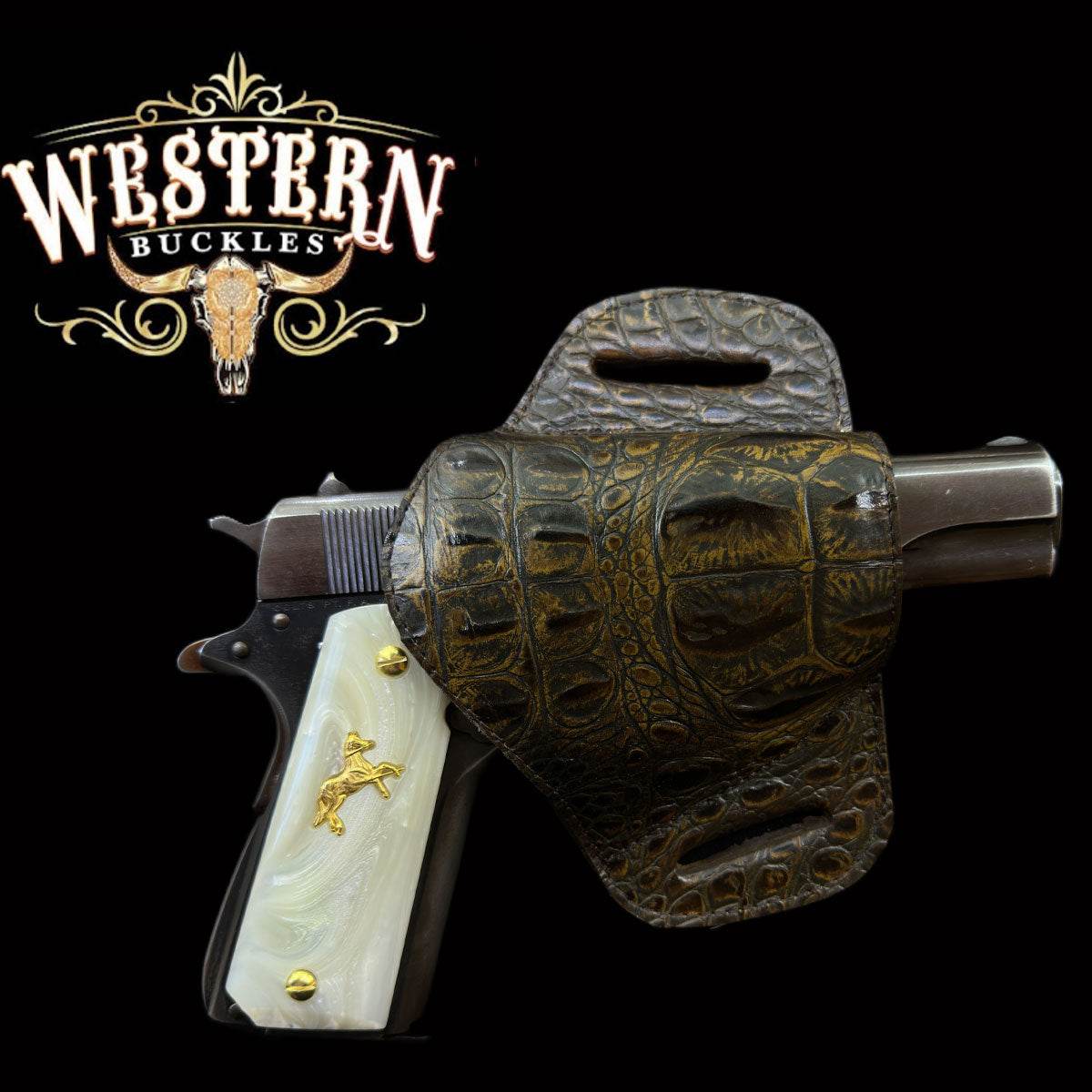 Gun Holster Funda Cocodrilo Obscuro - Western Buckles