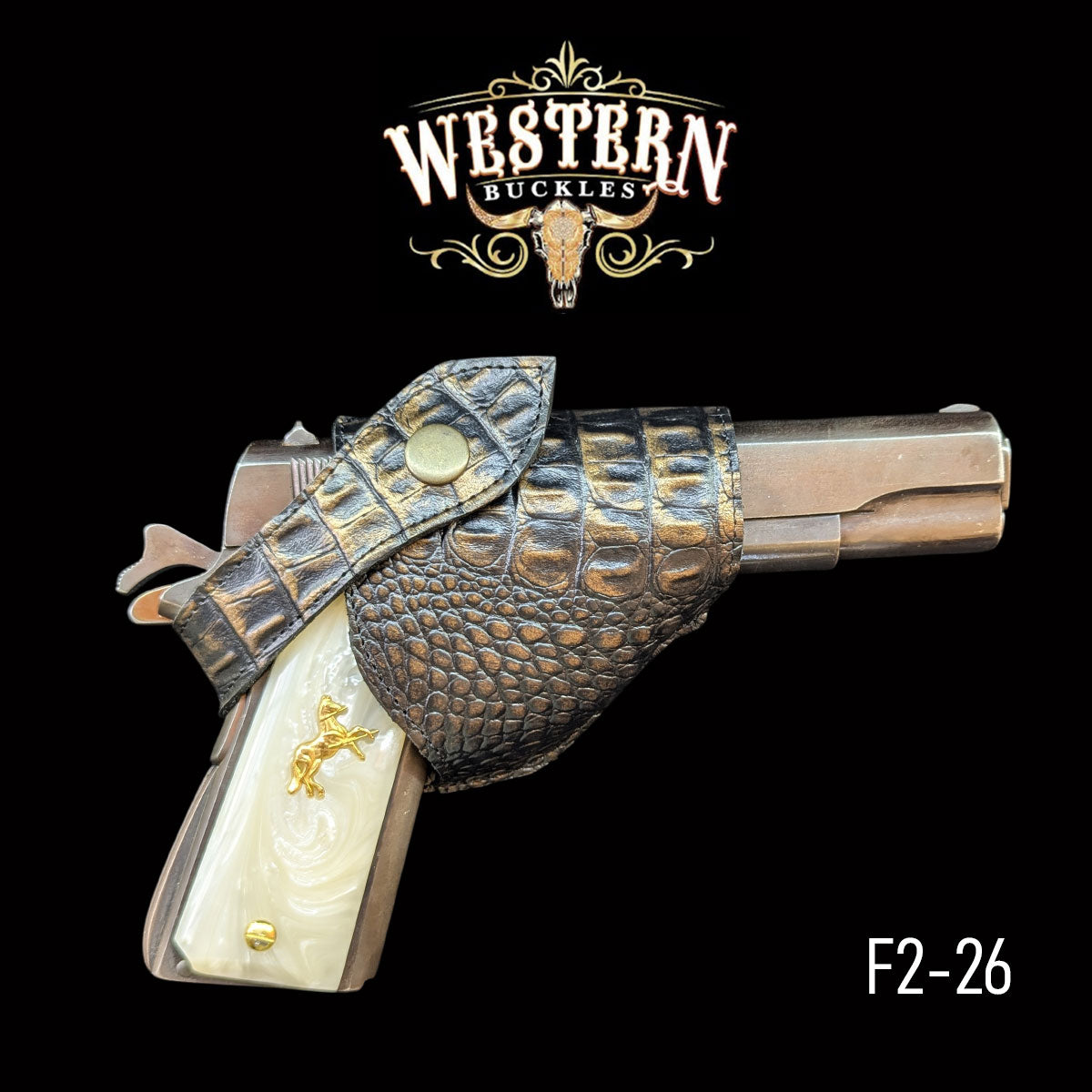 Gun Holster Funda Cocodrilo Cafe Brillante