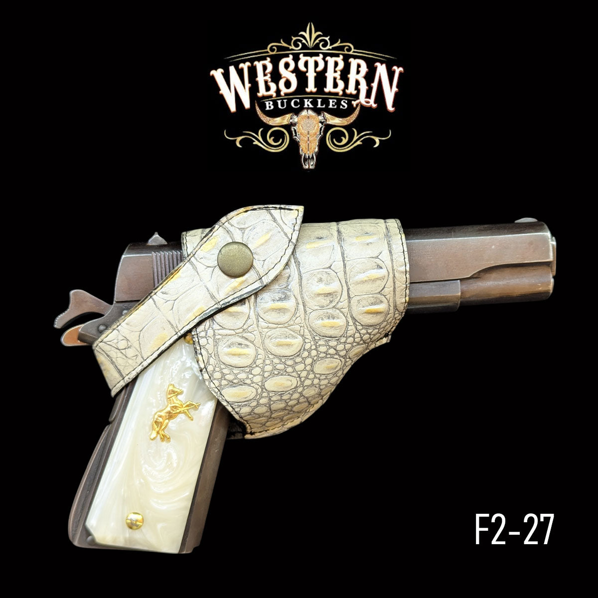 Gun Holster Funda Cocodrilo Beige.