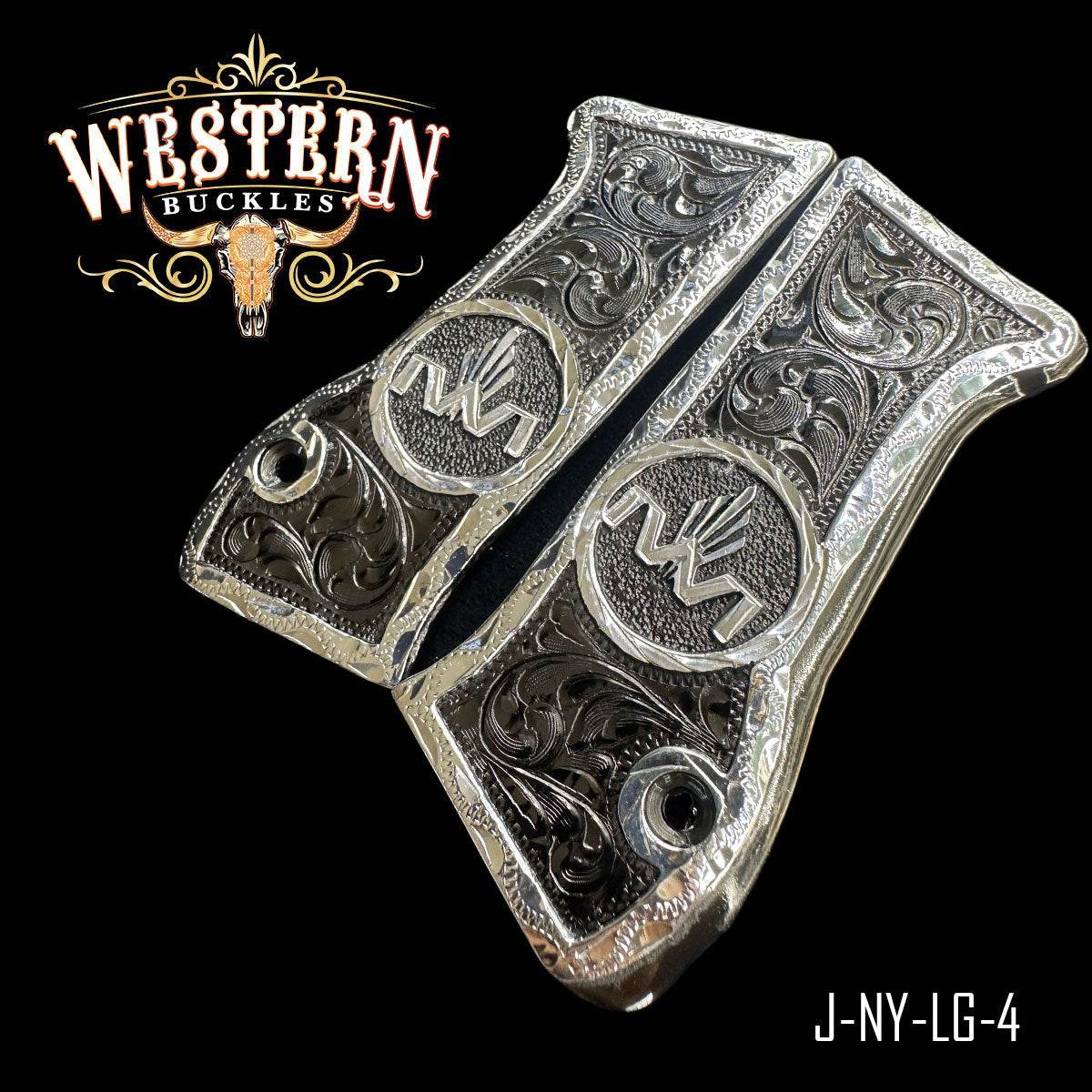 Cacha Logo IWI Nickel Negro y Plata - Western Buckles