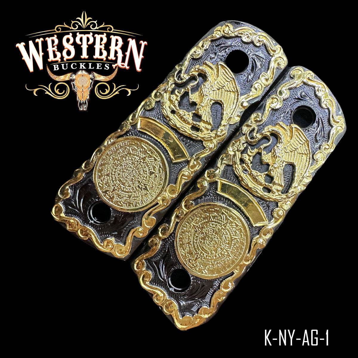 Cacha Compact/ Defender Aguila Nacional Rameado Niquel Negro. - Western Buckles