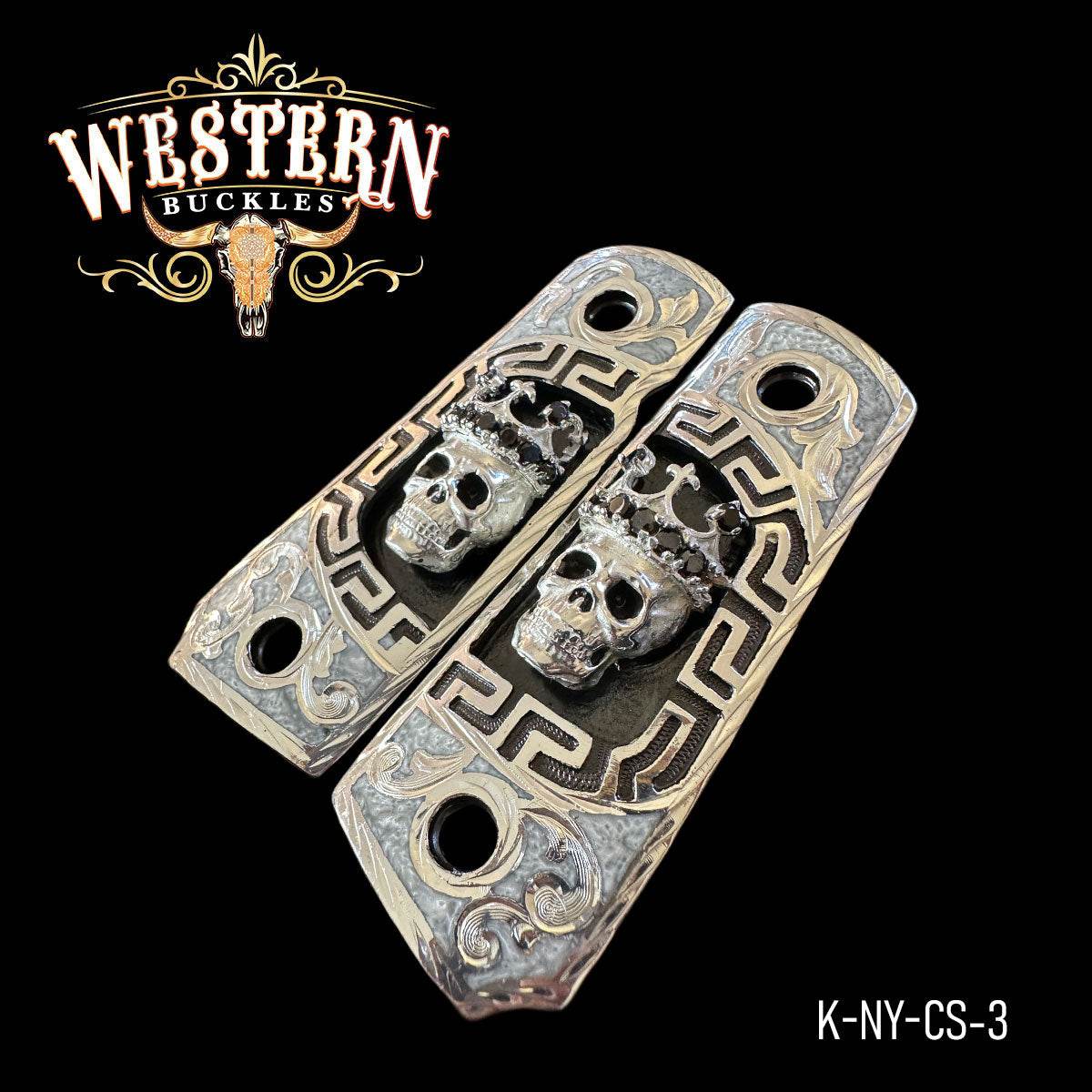 Cacha Colt Calavera Rameado Plata con Resina - Western Buckles