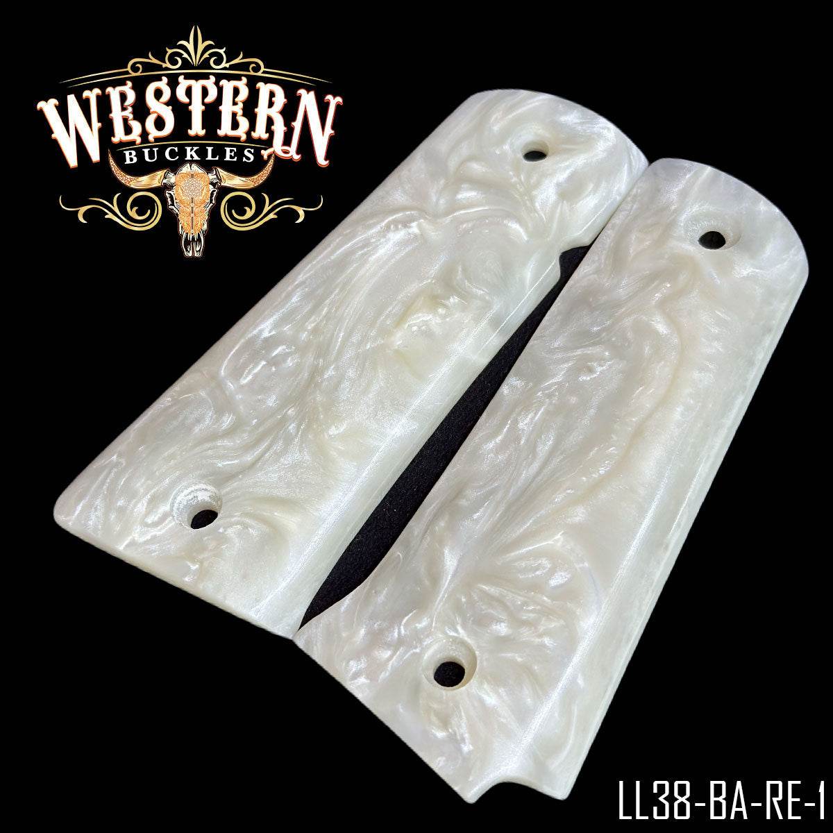 Cachas Llama 38 Super Grips De Resina Blanca - Western Buckles