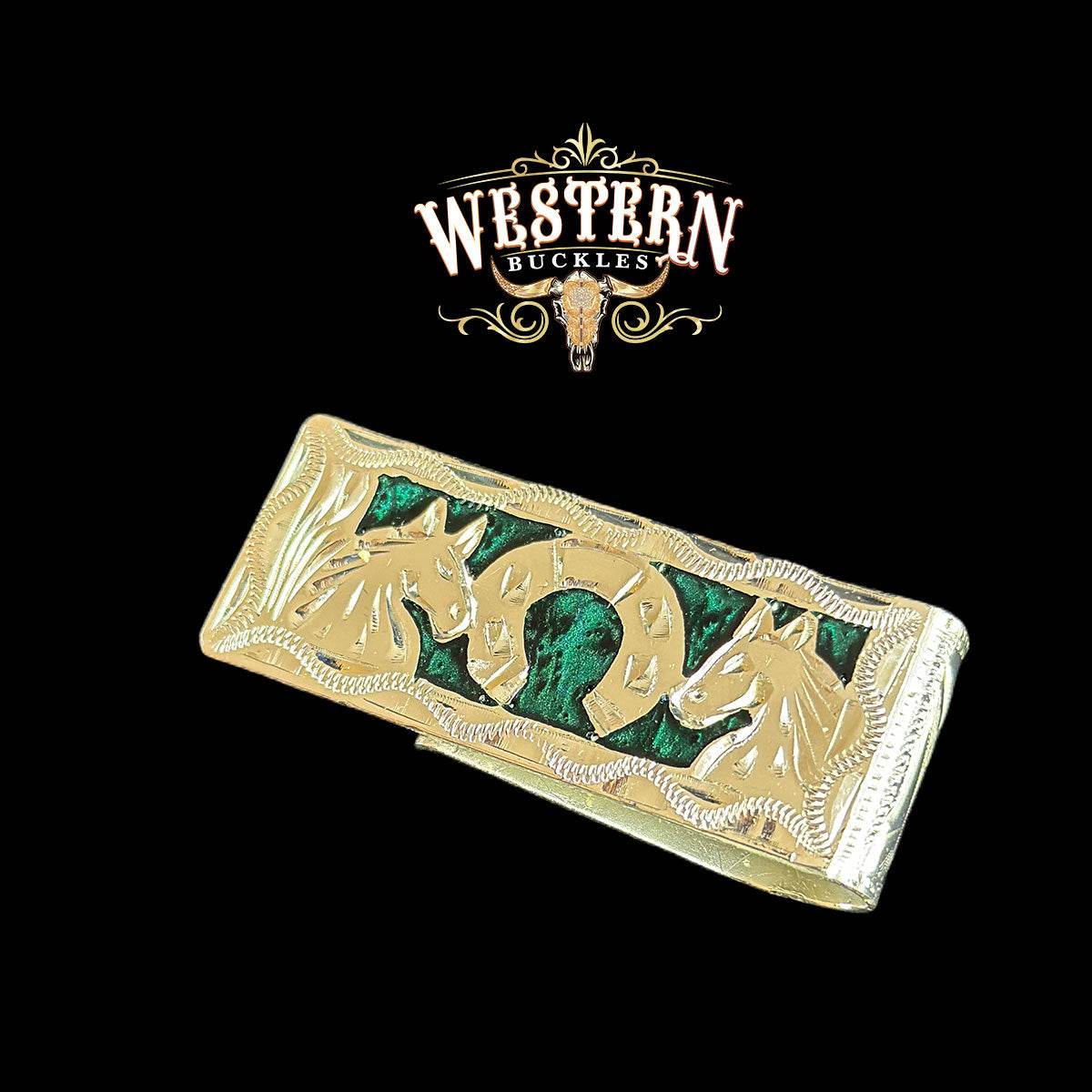 Money Clip Baño De Plata Caballo - Western Buckles