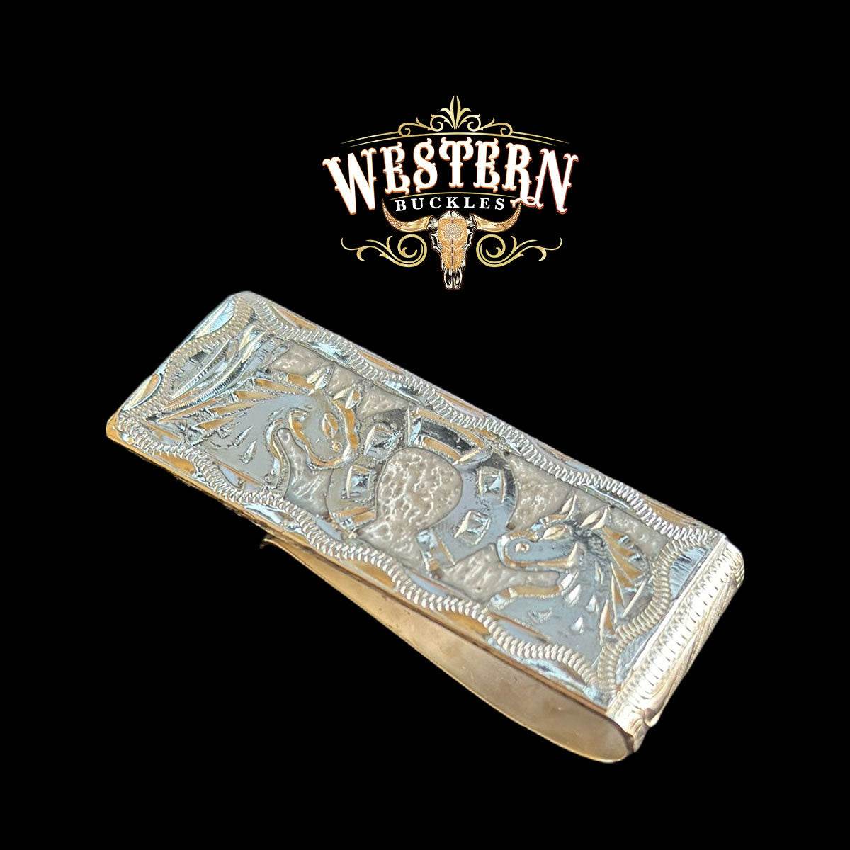 Money Clip Baño De Plata Caballo - Western Buckles