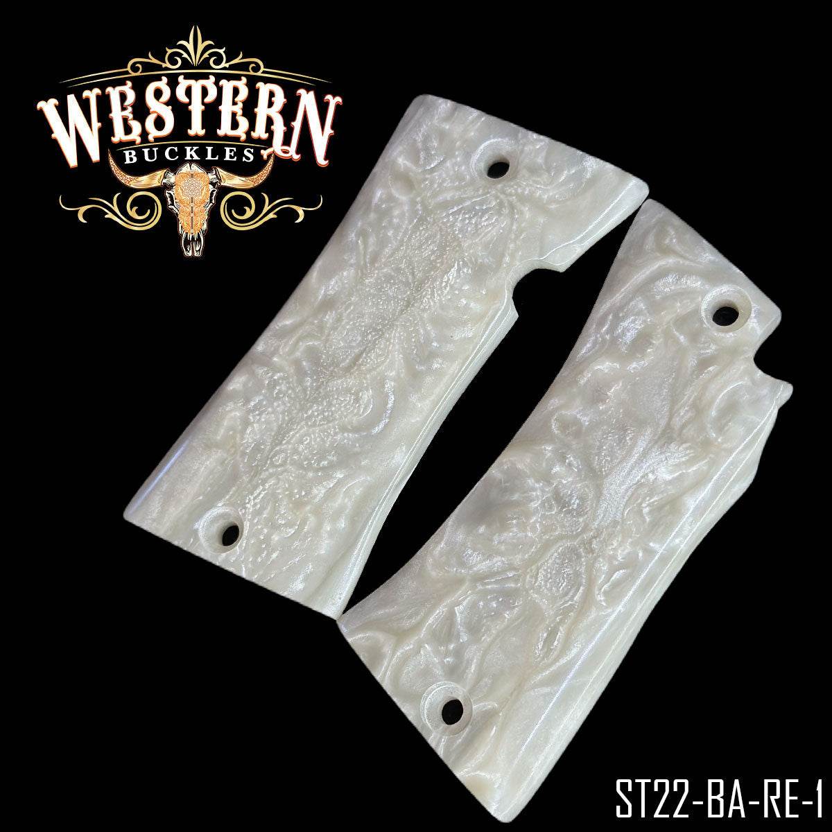 Cachas Star 22 Grips De Resina Blanca - Western Buckles